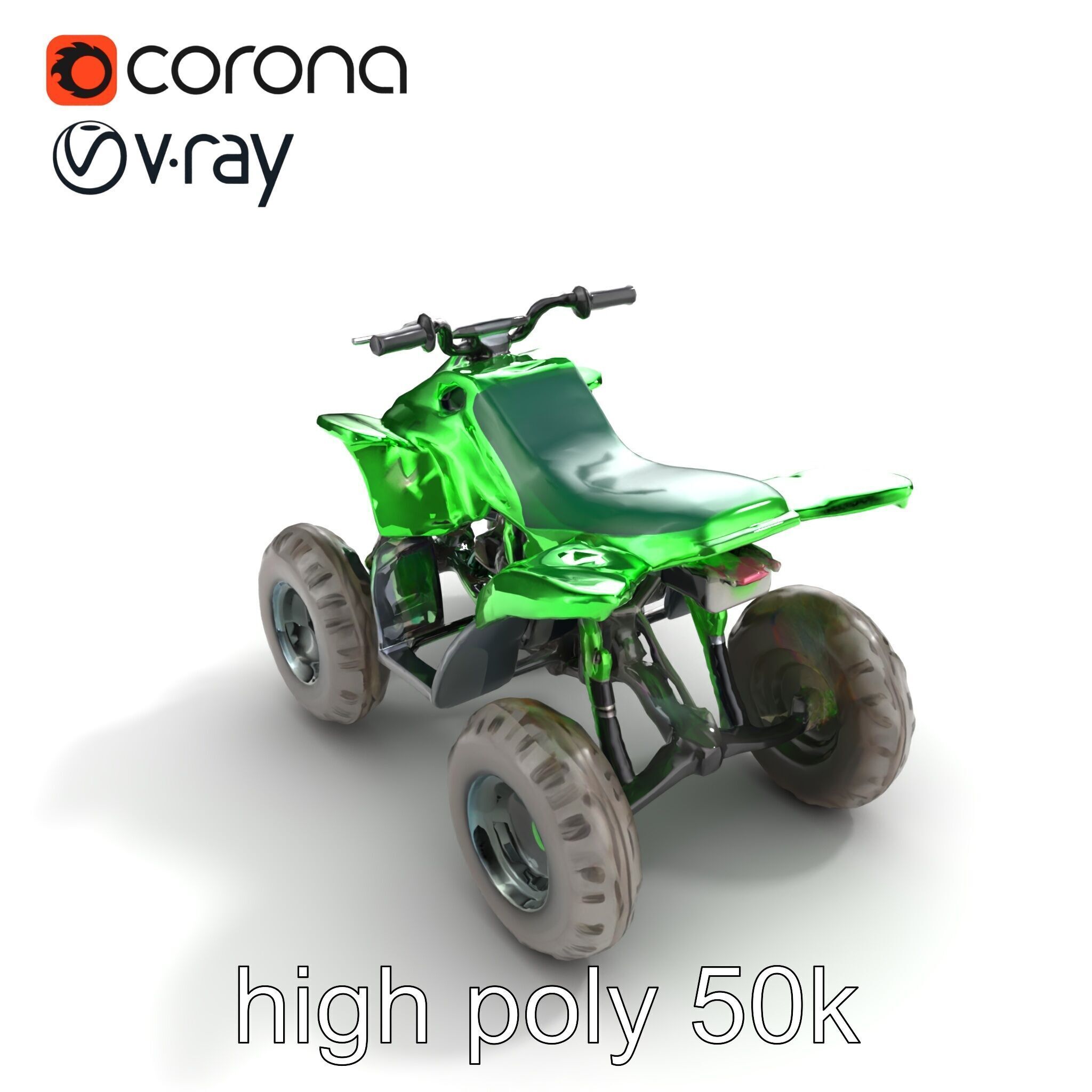 Emerald Quad Bike Model Pack for Game Development Low-poly 3D model_13