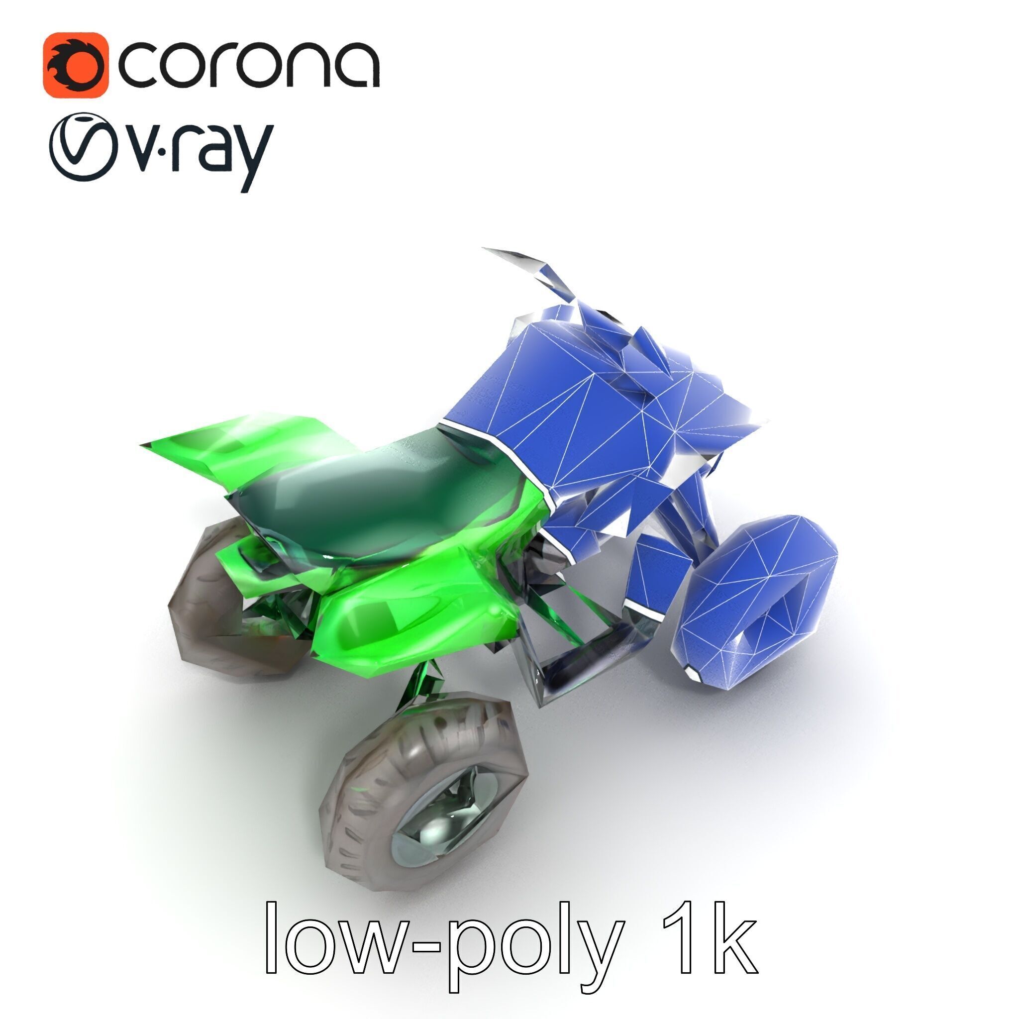 Emerald Quad Bike Model Pack for Game Development Low-poly 3D model_21