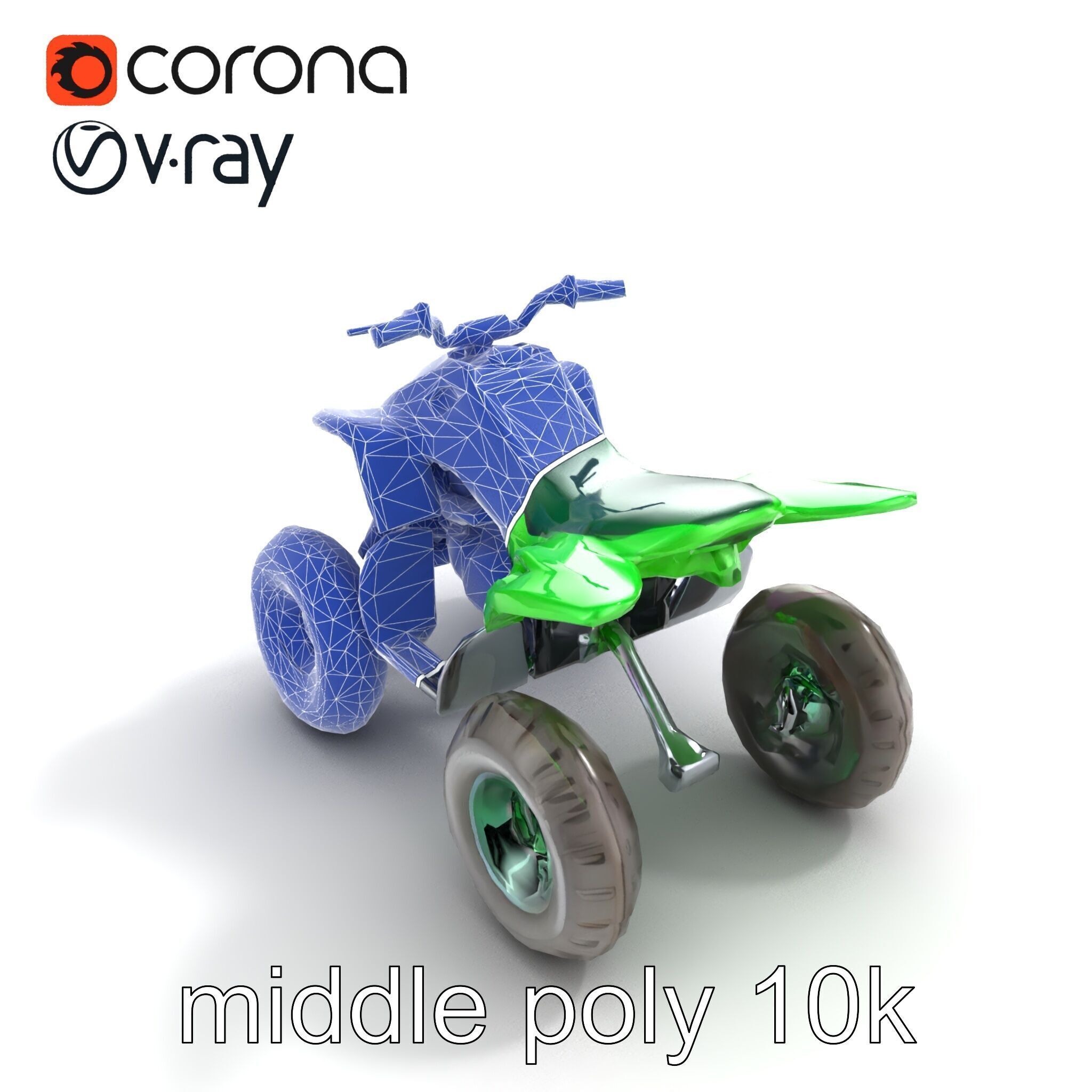 Emerald Quad Bike Model Pack for Game Development Low-poly 3D model_19