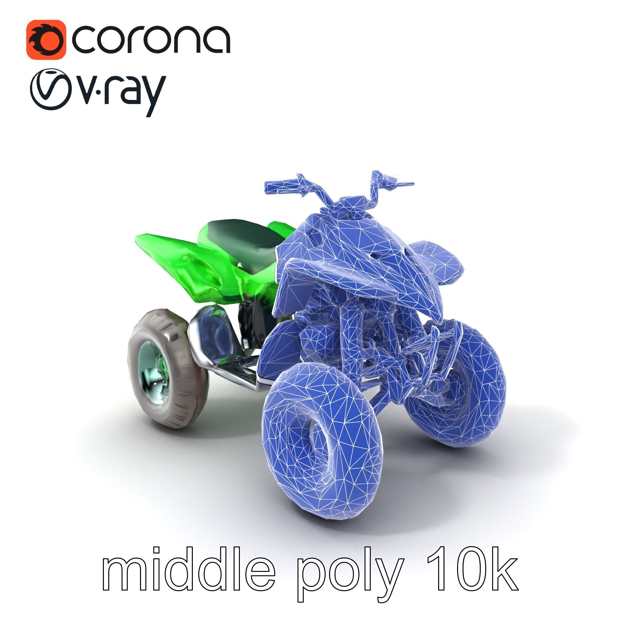Emerald Quad Bike Model Pack for Game Development Low-poly 3D model_6