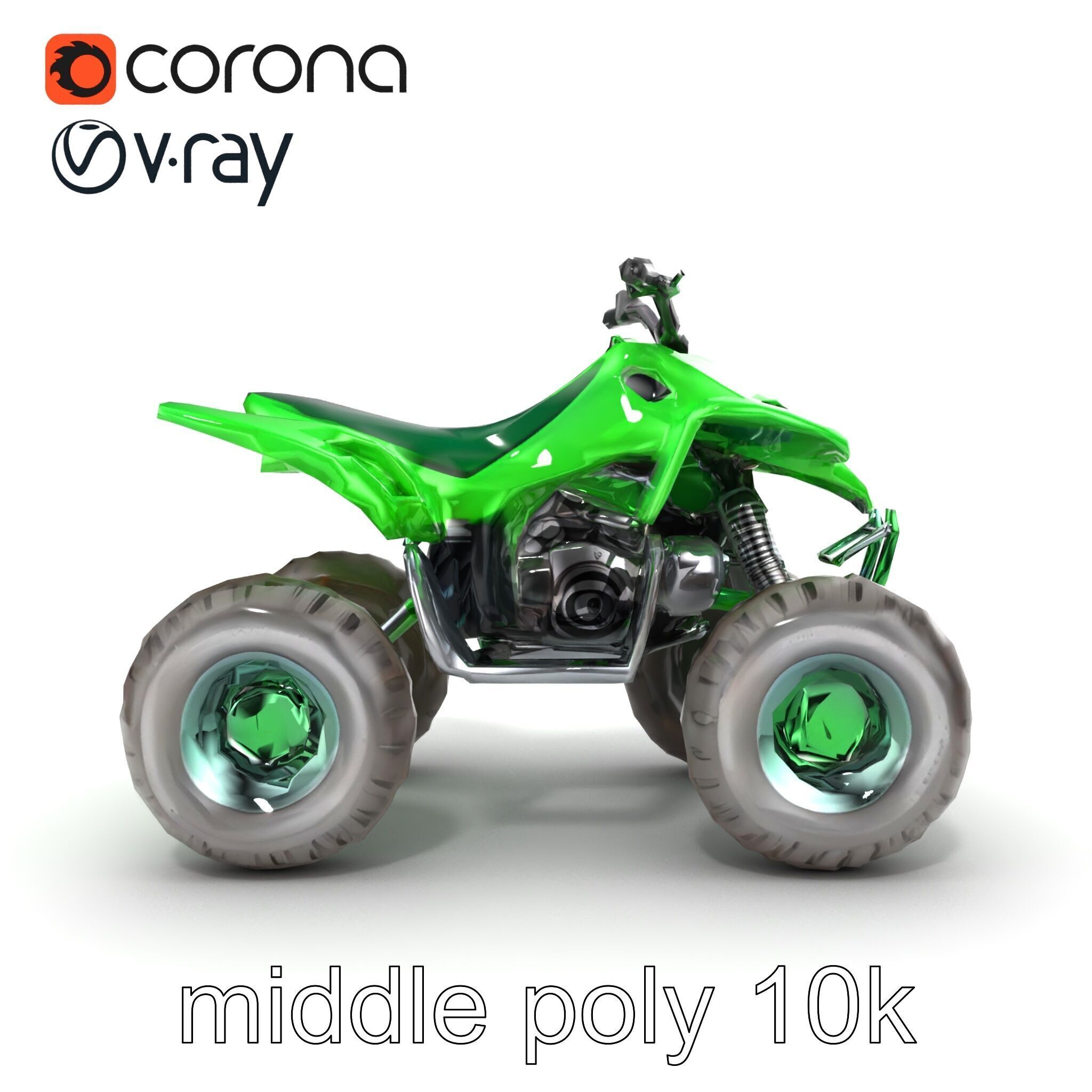Emerald Quad Bike Model Pack for Game Development Low-poly 3D model_32