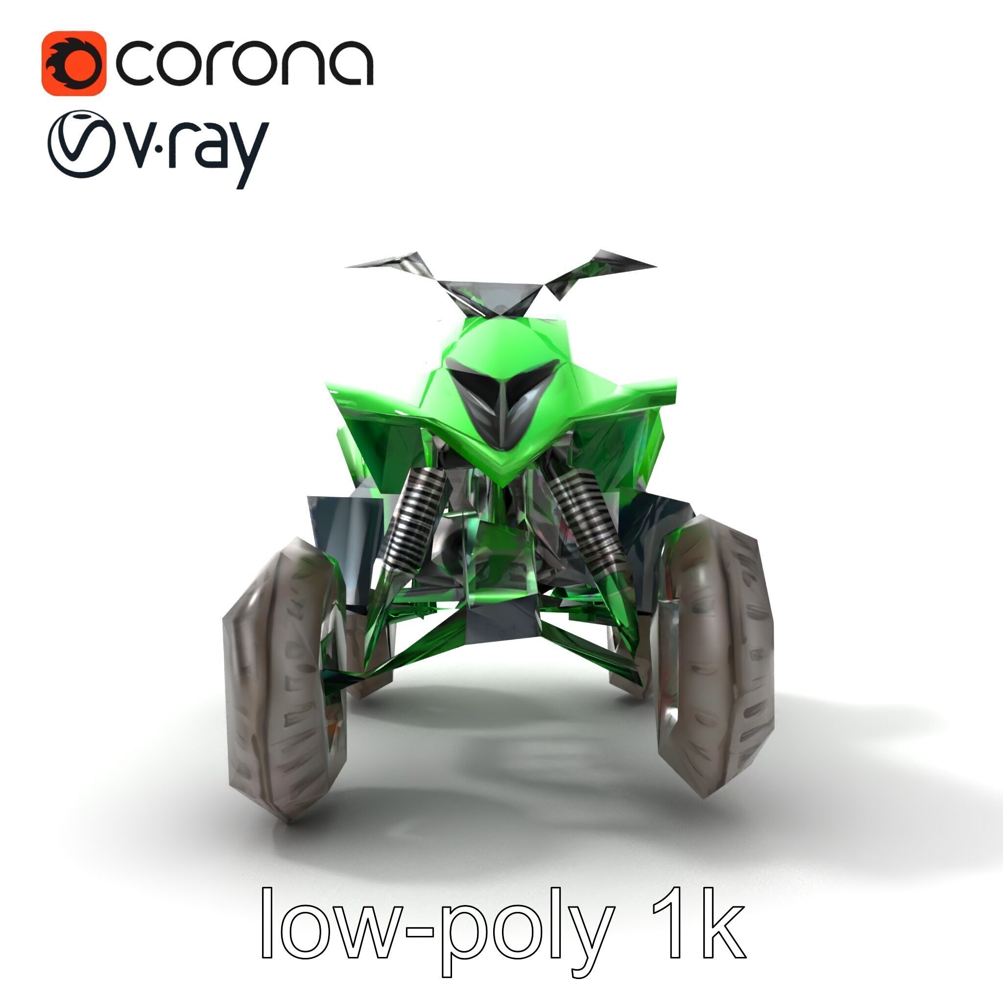 Emerald Quad Bike Model Pack for Game Development Low-poly 3D model_25