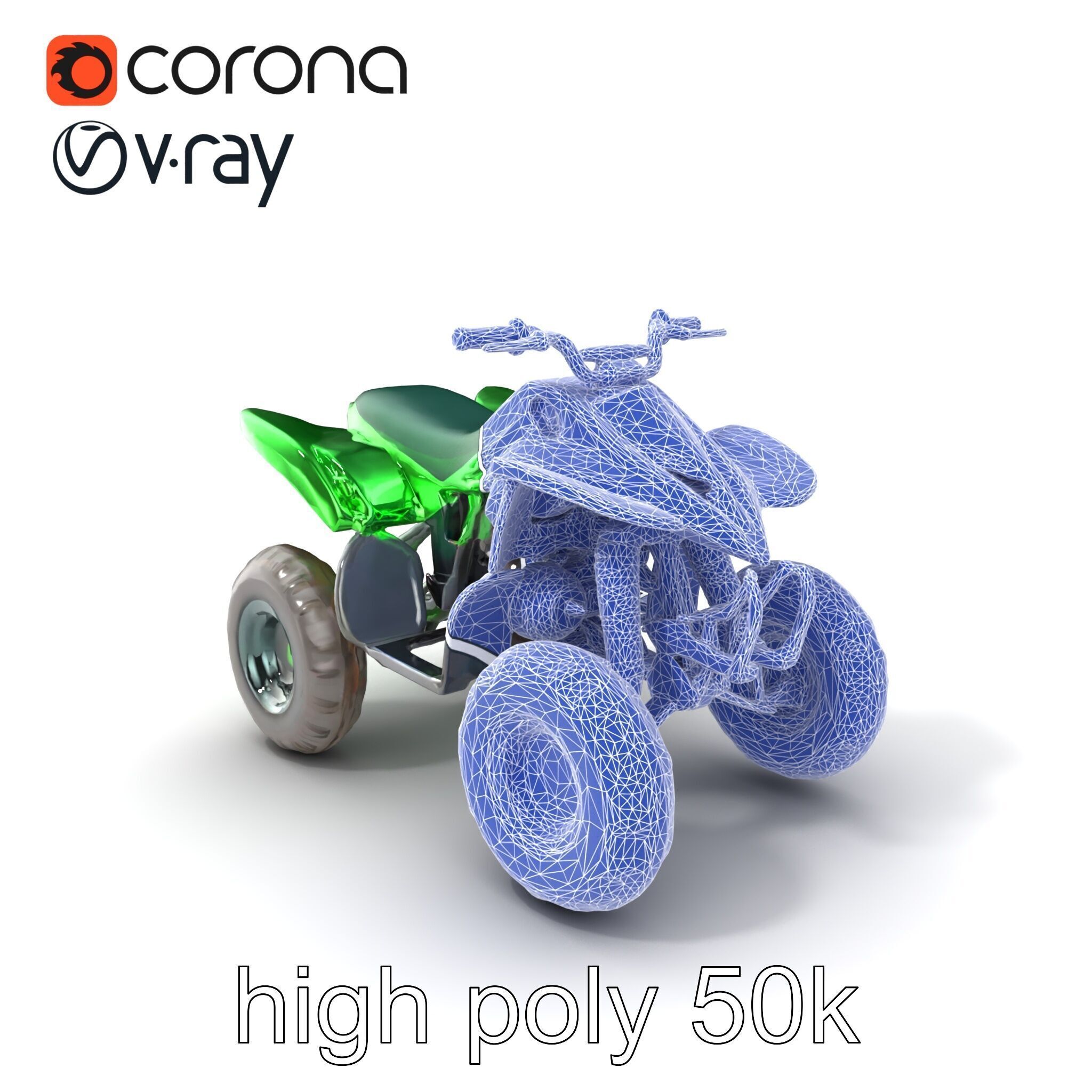 Emerald Quad Bike Model Pack for Game Development Low-poly 3D model_10