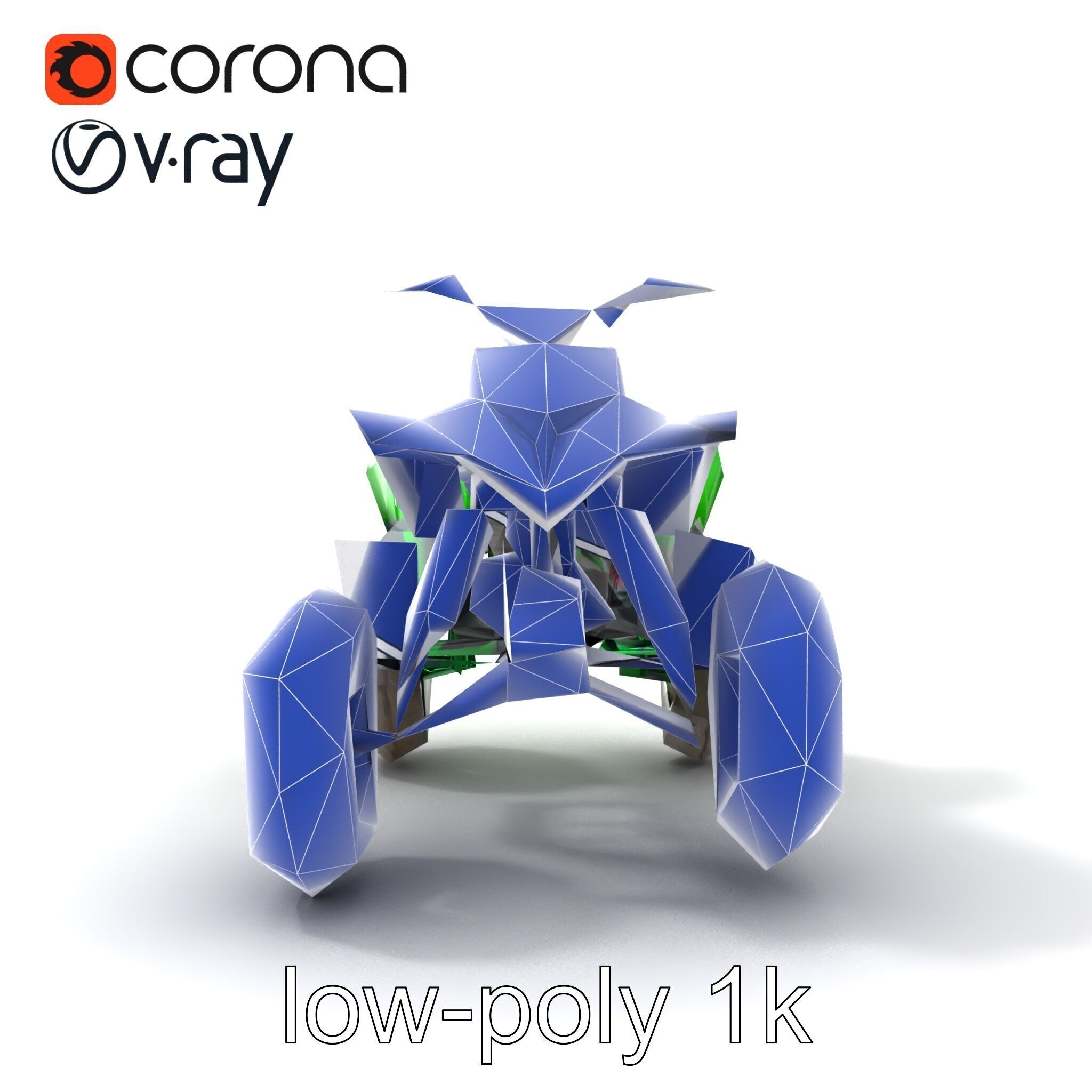 Emerald Quad Bike Model Pack for Game Development Low-poly 3D model_17