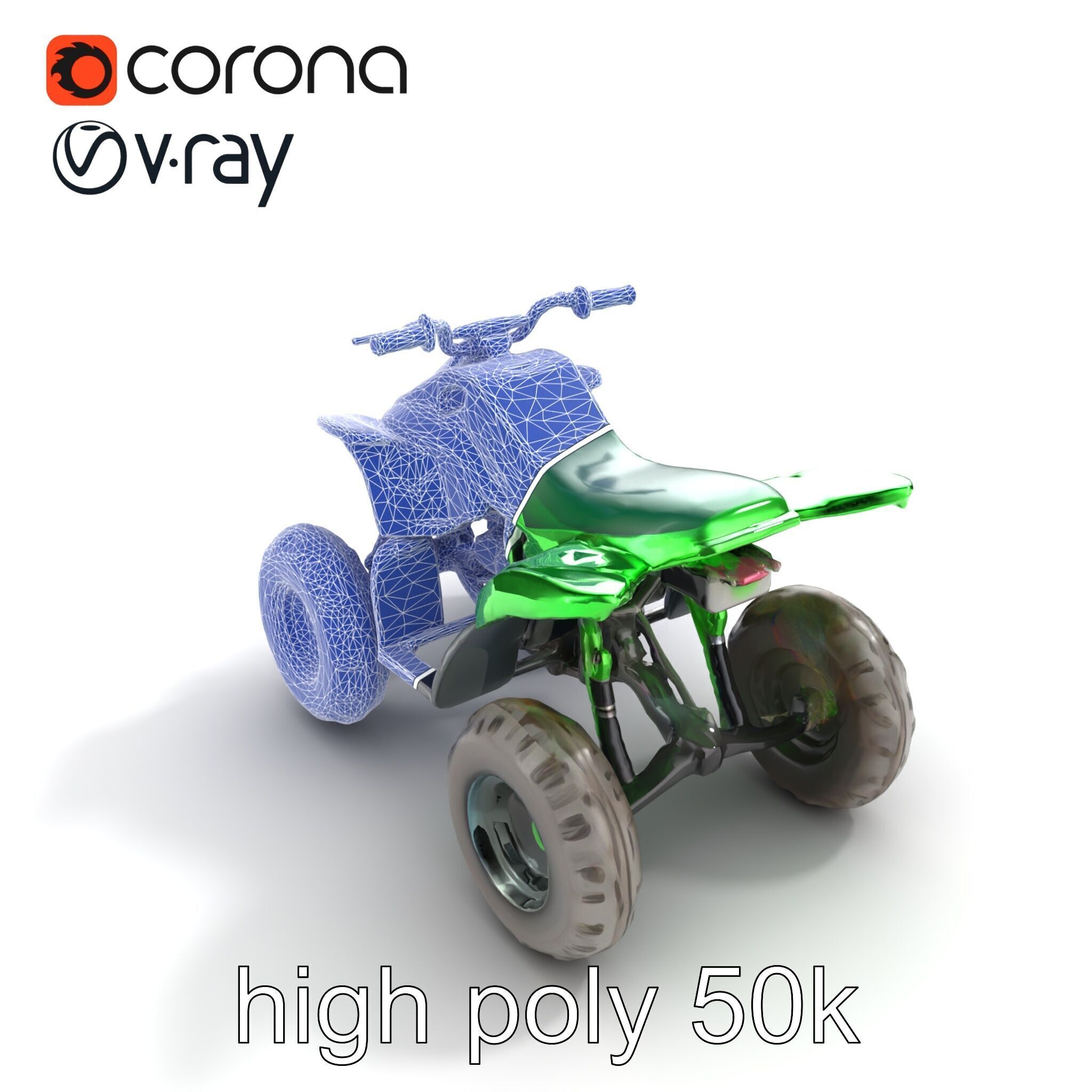 Emerald Quad Bike Model Pack for Game Development Low-poly 3D model_20