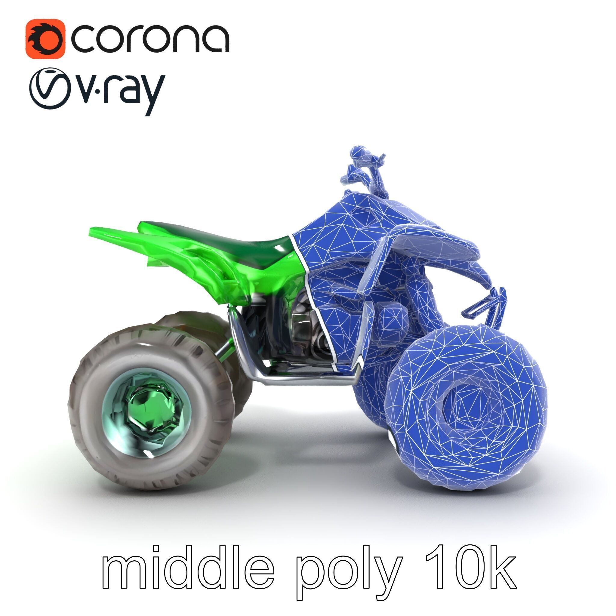 Emerald Quad Bike Model Pack for Game Development Low-poly 3D model_18