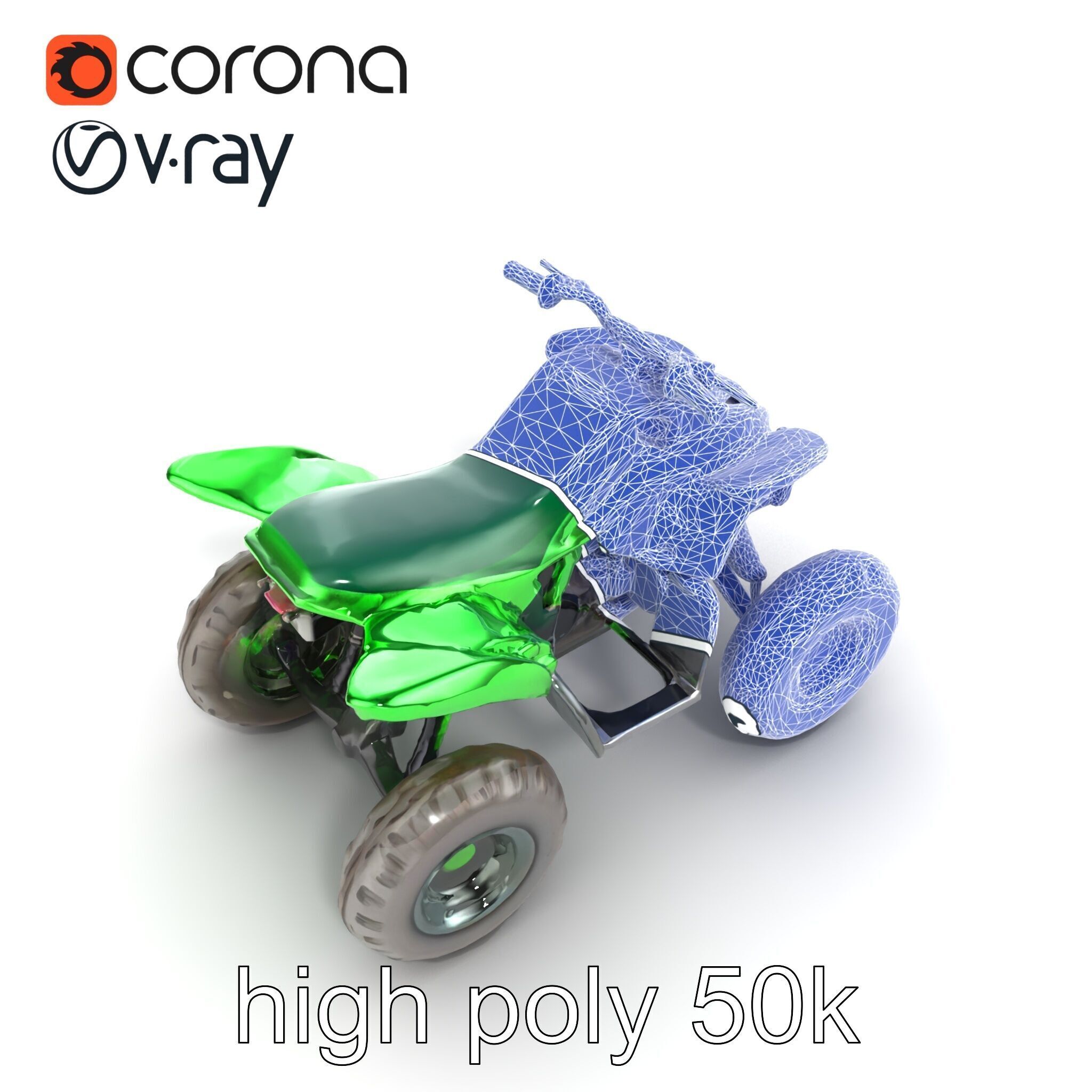 Emerald Quad Bike Model Pack for Game Development Low-poly 3D model_28