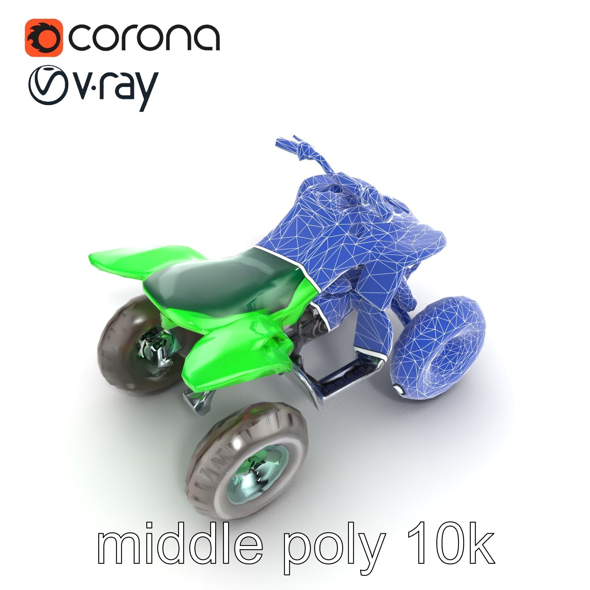 Emerald Quad Bike Model Pack for Game Development Low-poly 3D model_31