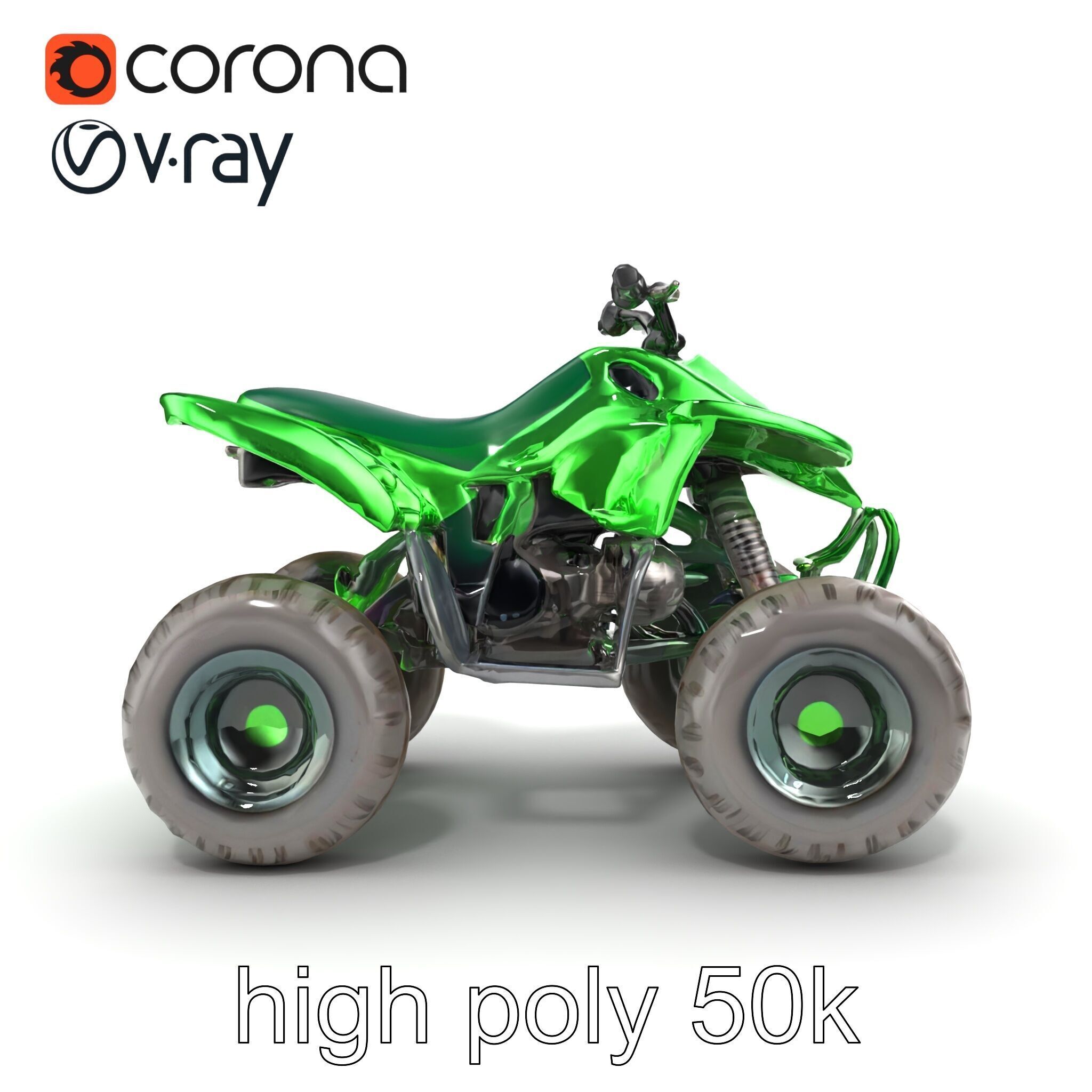 Emerald Quad Bike Model Pack for Game Development Low-poly 3D model_22