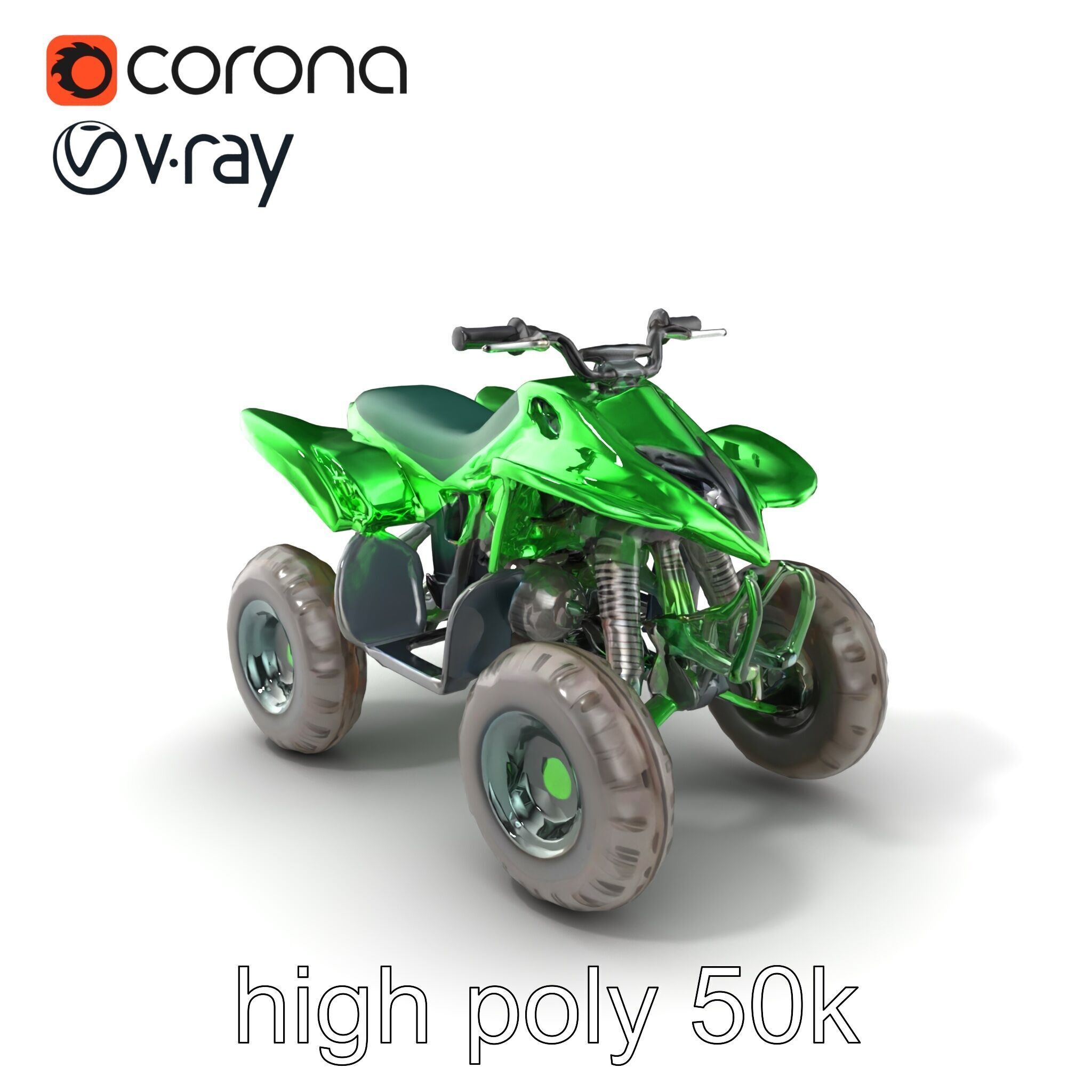 Emerald Quad Bike Model Pack for Game Development Low-poly 3D model_2