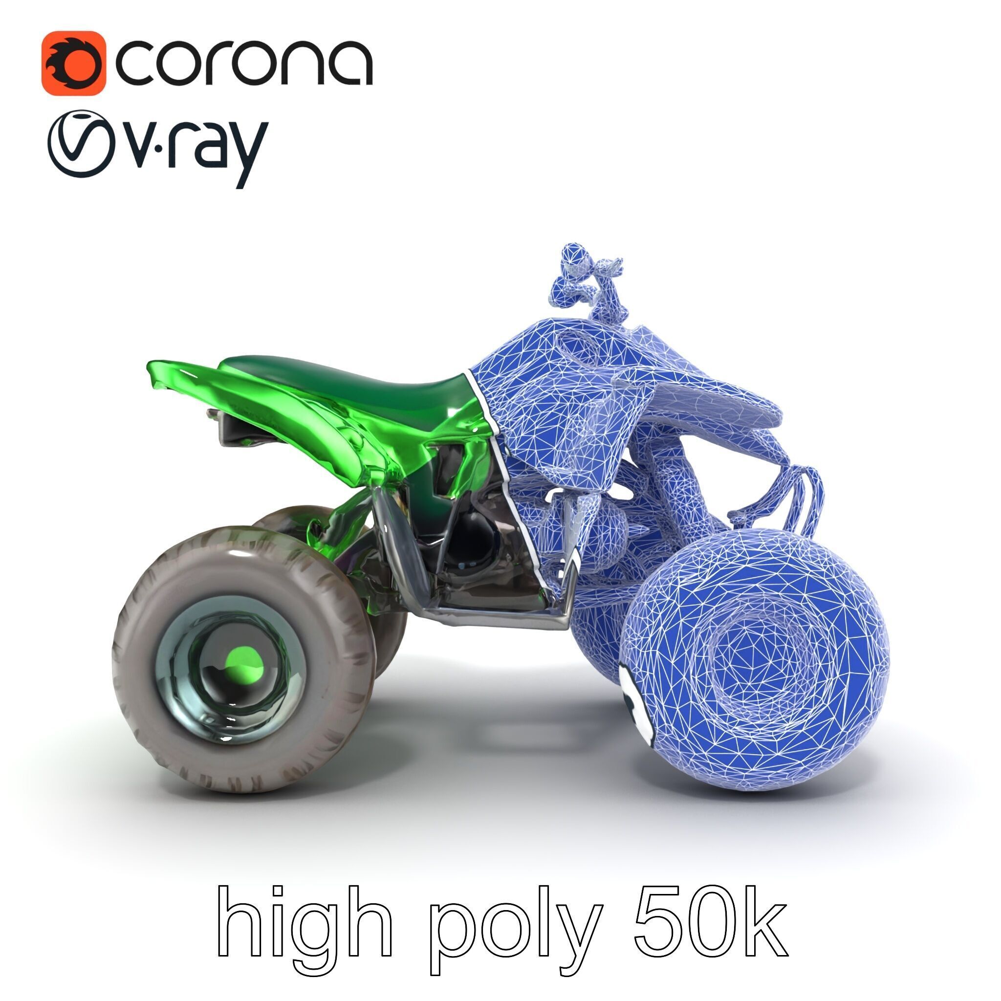 Emerald Quad Bike Model Pack for Game Development Low-poly 3D model_30