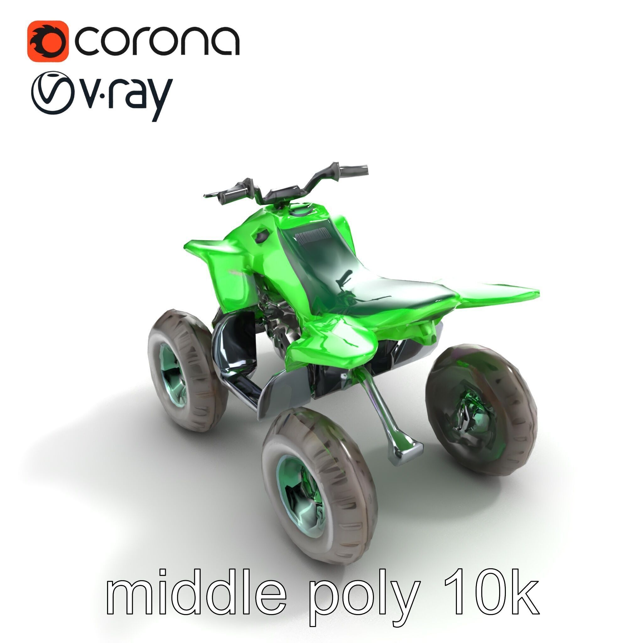 Emerald Quad Bike Model Pack for Game Development Low-poly 3D model_8