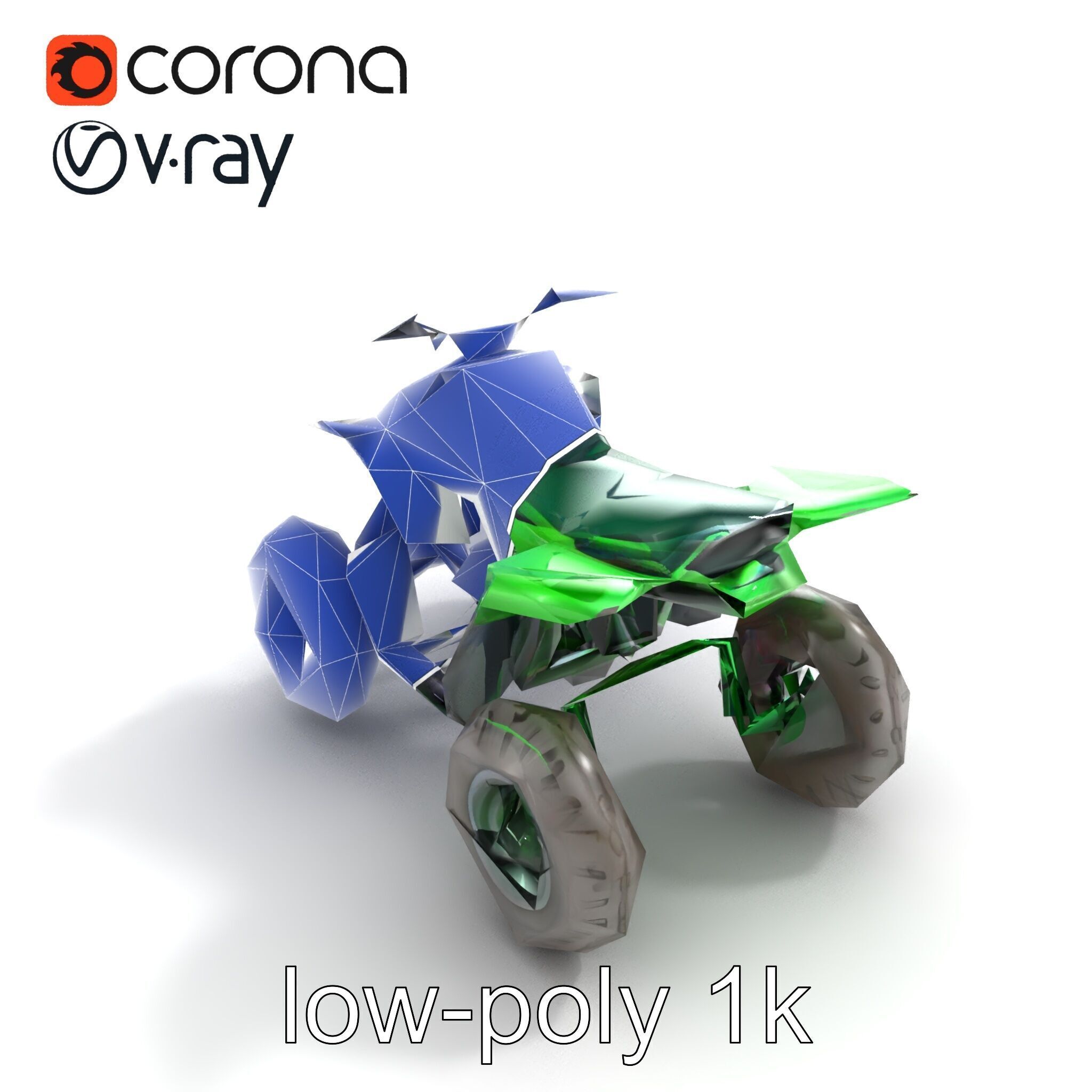 Emerald Quad Bike Model Pack for Game Development Low-poly 3D model_11