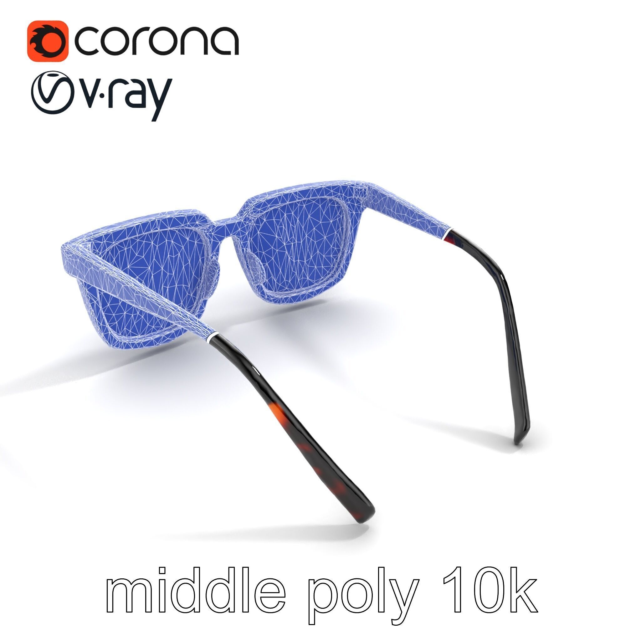 Vintage Square Tortoiseshell Sunglasses model pack Low-poly 3D model_13