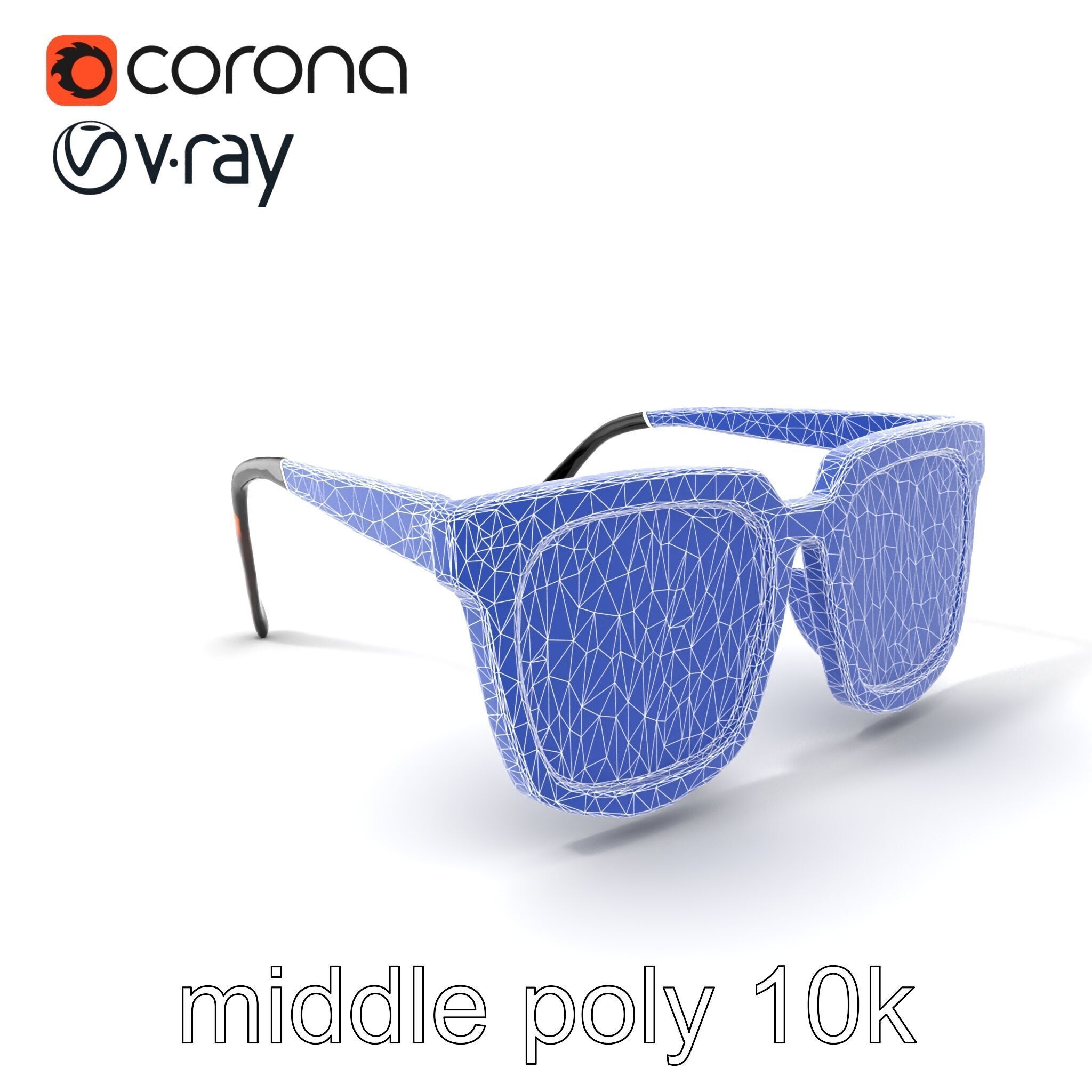 Vintage Square Tortoiseshell Sunglasses model pack Low-poly 3D model_6