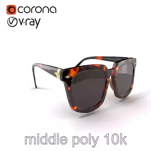 Vintage Square Tortoiseshell Sunglasses model pack Low-poly 3D model