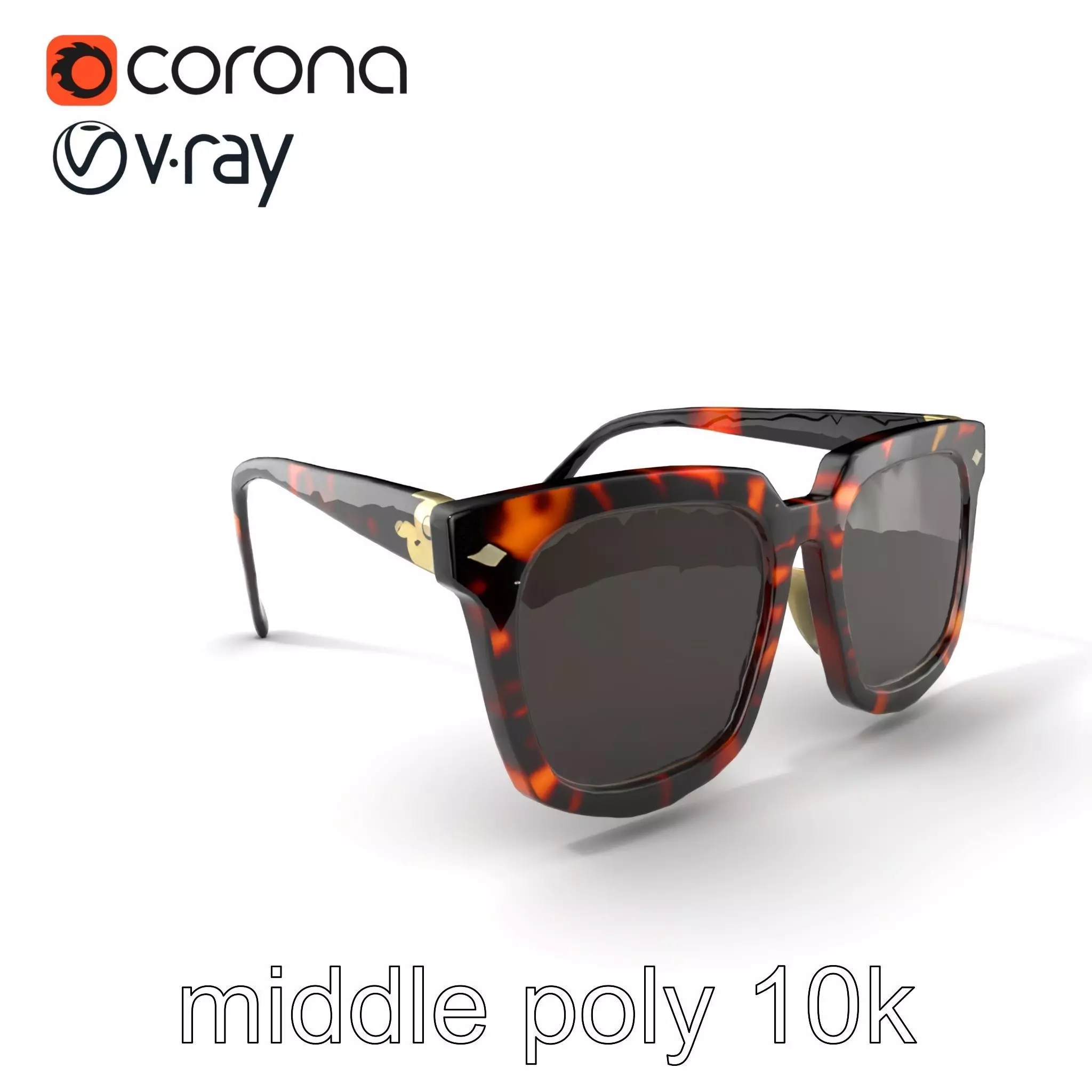 Vintage Square Tortoiseshell Sunglasses model pack Low-poly 3D model_0