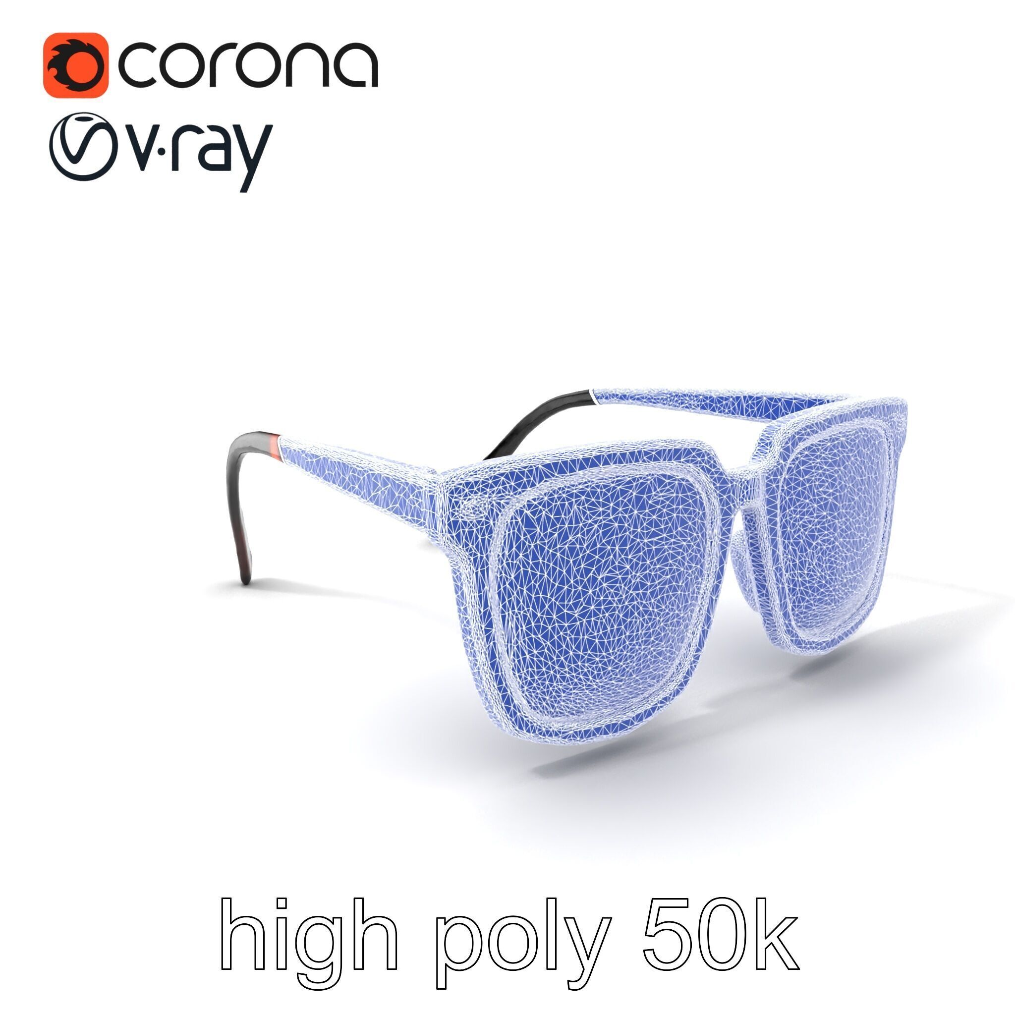 Vintage Square Tortoiseshell Sunglasses model pack Low-poly 3D model_10