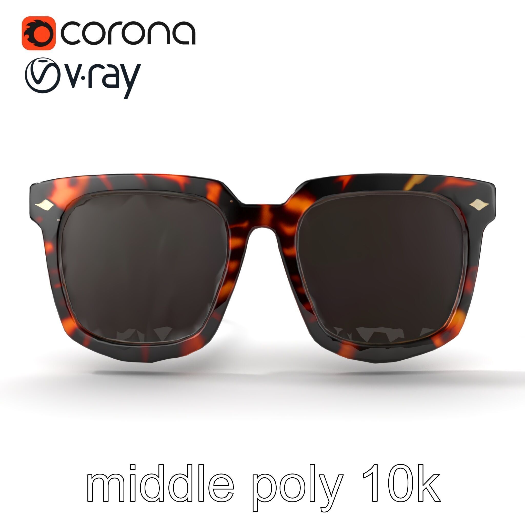 Vintage Square Tortoiseshell Sunglasses model pack Low-poly 3D model_26