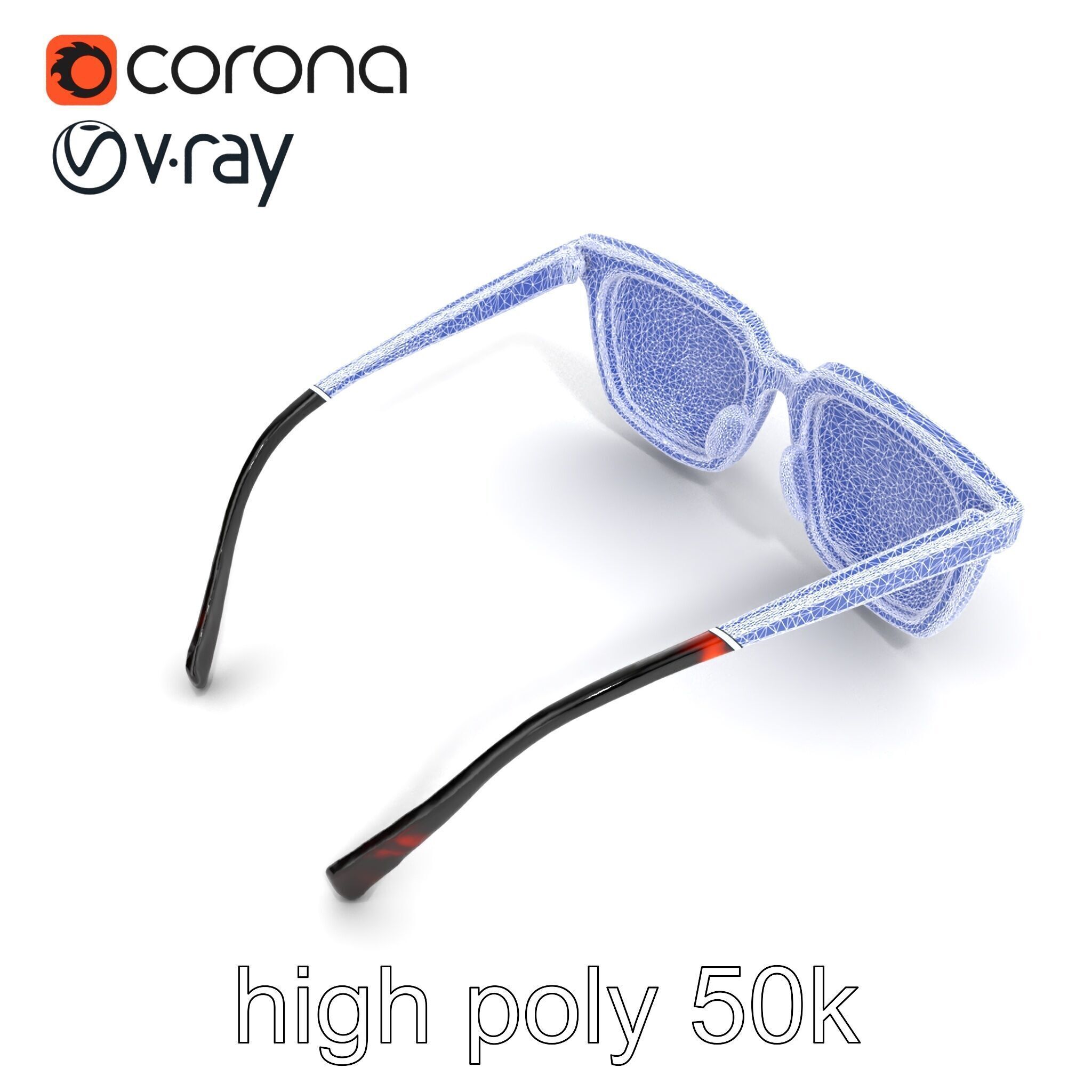 Vintage Square Tortoiseshell Sunglasses model pack Low-poly 3D model_32