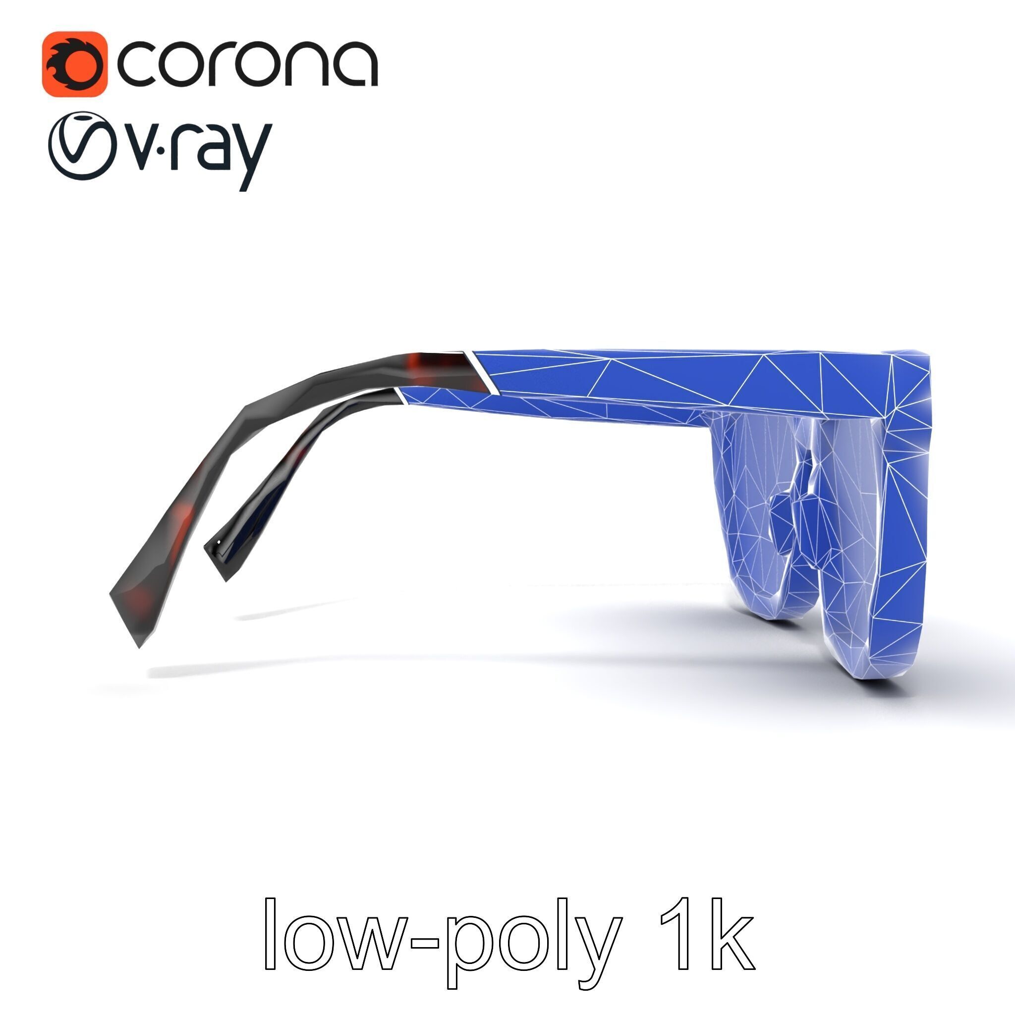 Vintage Square Tortoiseshell Sunglasses model pack Low-poly 3D model_22