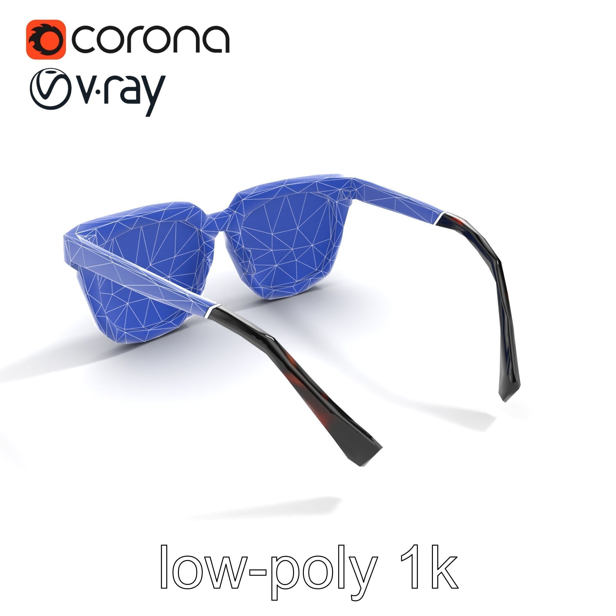 Vintage Square Tortoiseshell Sunglasses model pack Low-poly 3D model_23