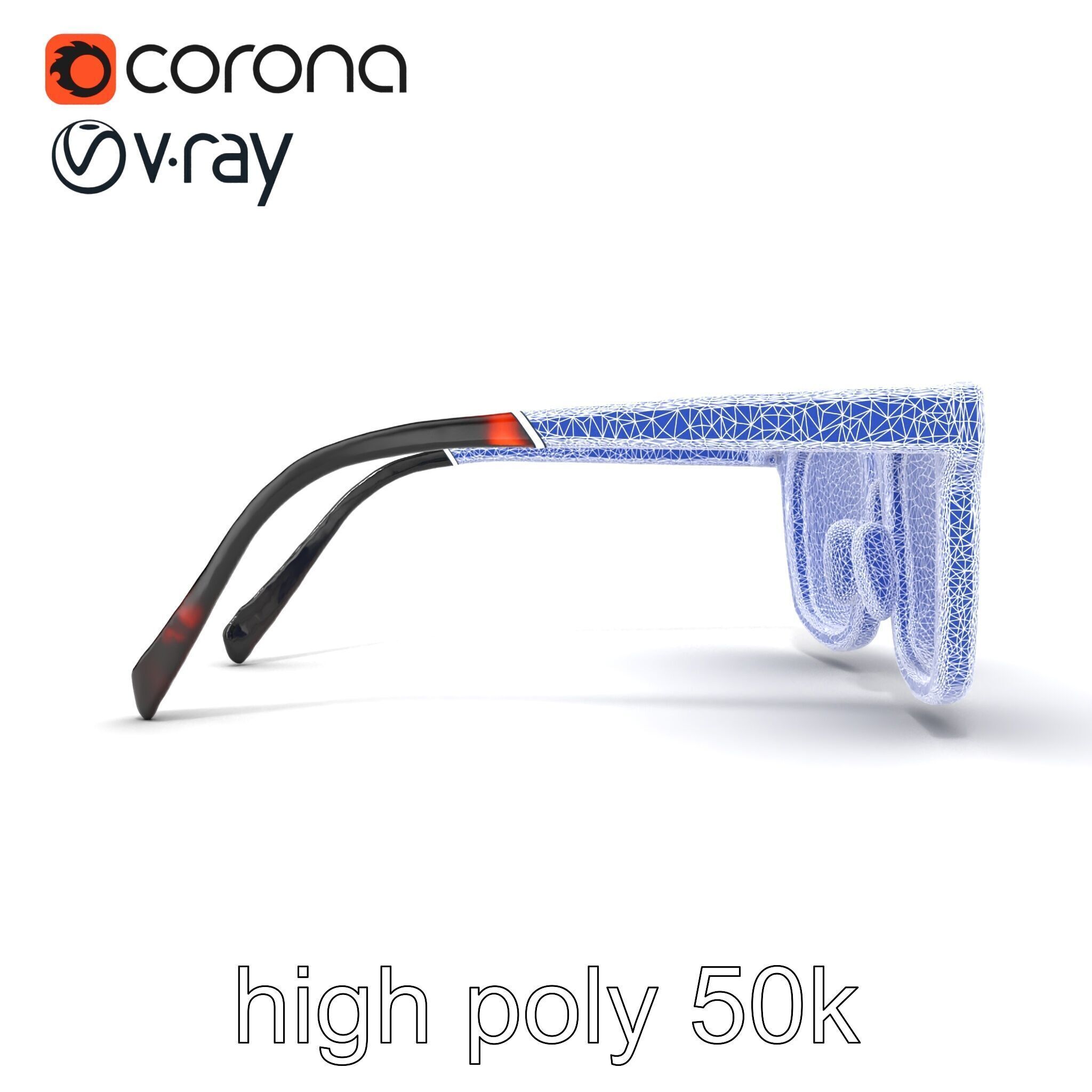 Vintage Square Tortoiseshell Sunglasses model pack Low-poly 3D model_20