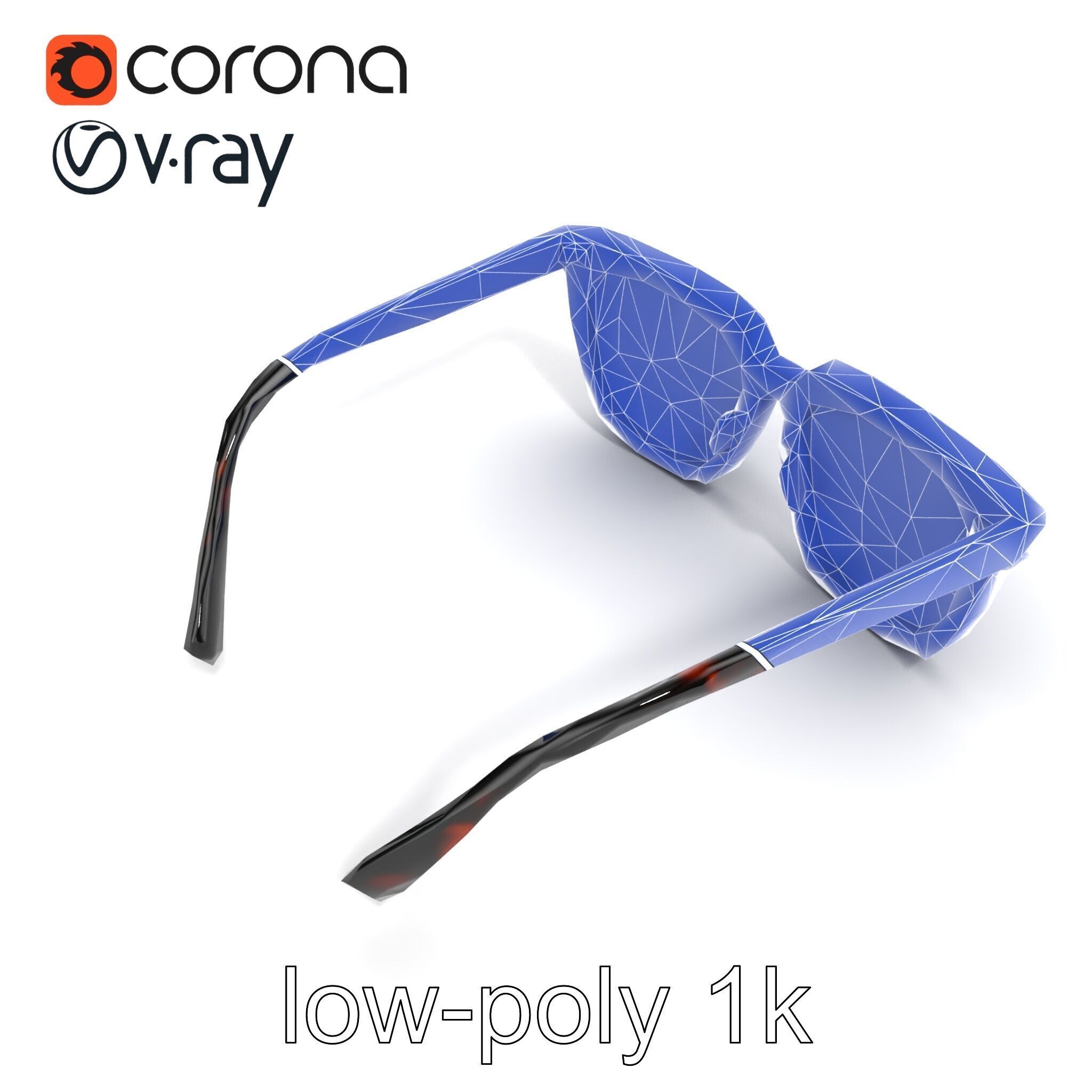 Vintage Square Tortoiseshell Sunglasses model pack Low-poly 3D model_17