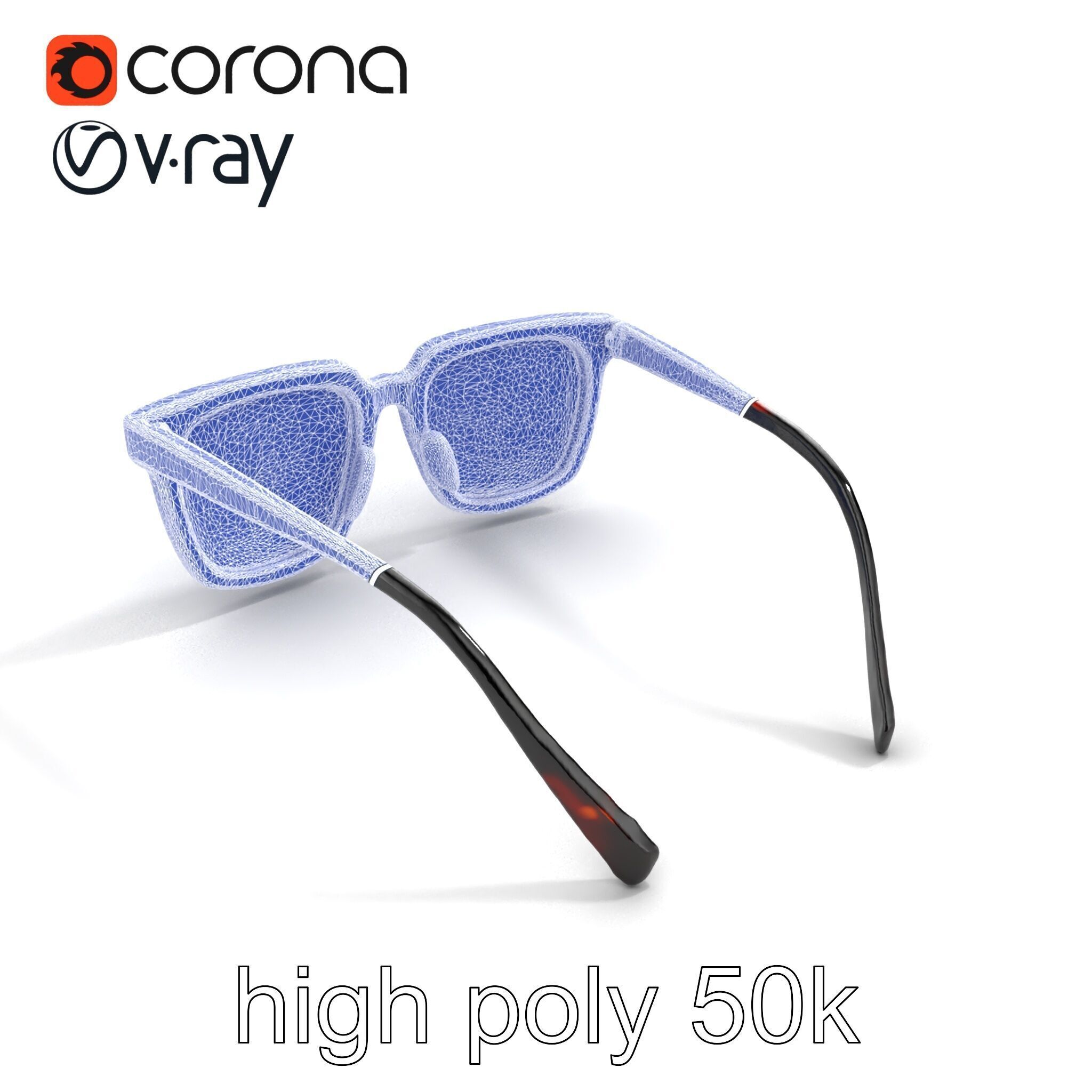 Vintage Square Tortoiseshell Sunglasses model pack Low-poly 3D model_25