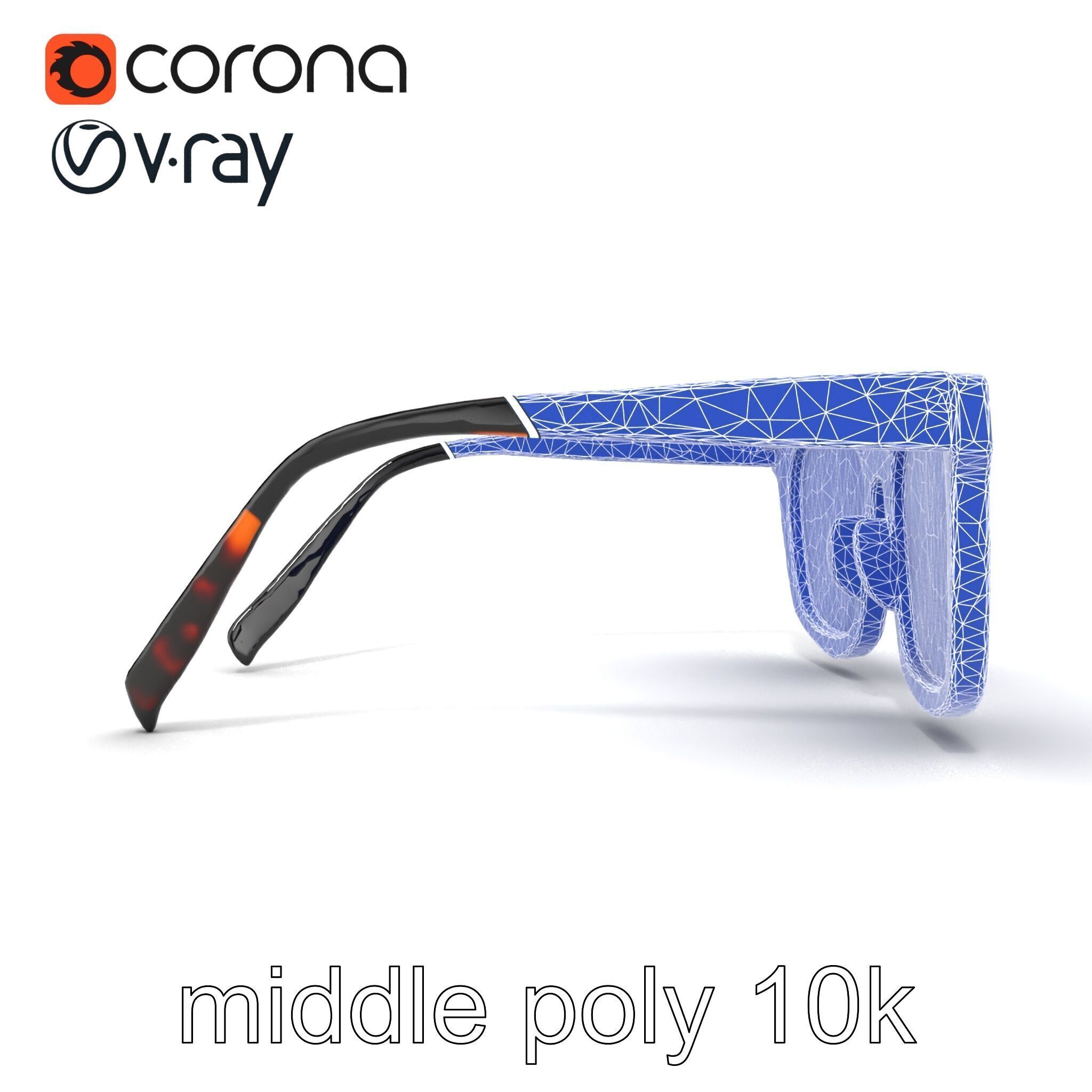 Vintage Square Tortoiseshell Sunglasses model pack Low-poly 3D model_24