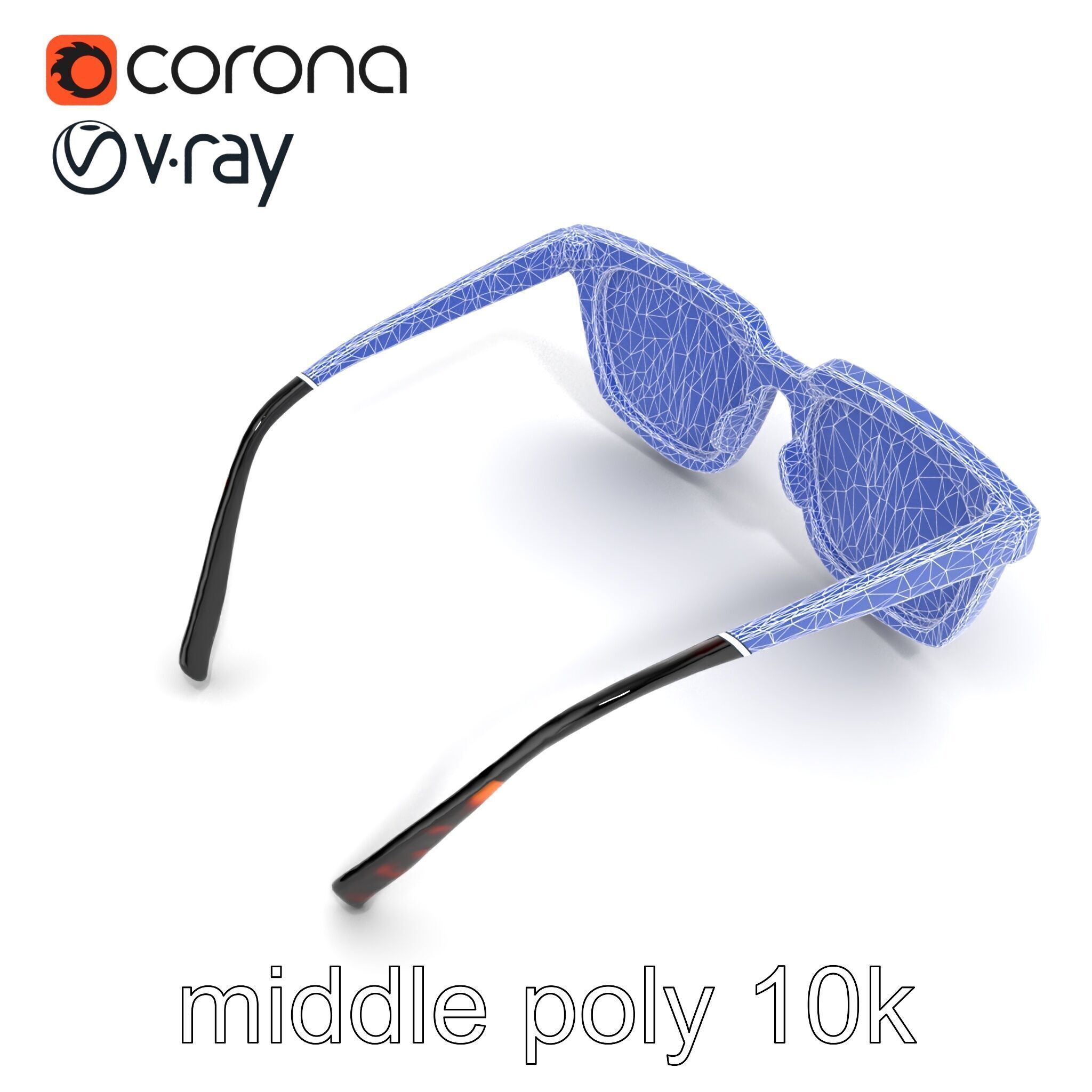 Vintage Square Tortoiseshell Sunglasses model pack Low-poly 3D model_27