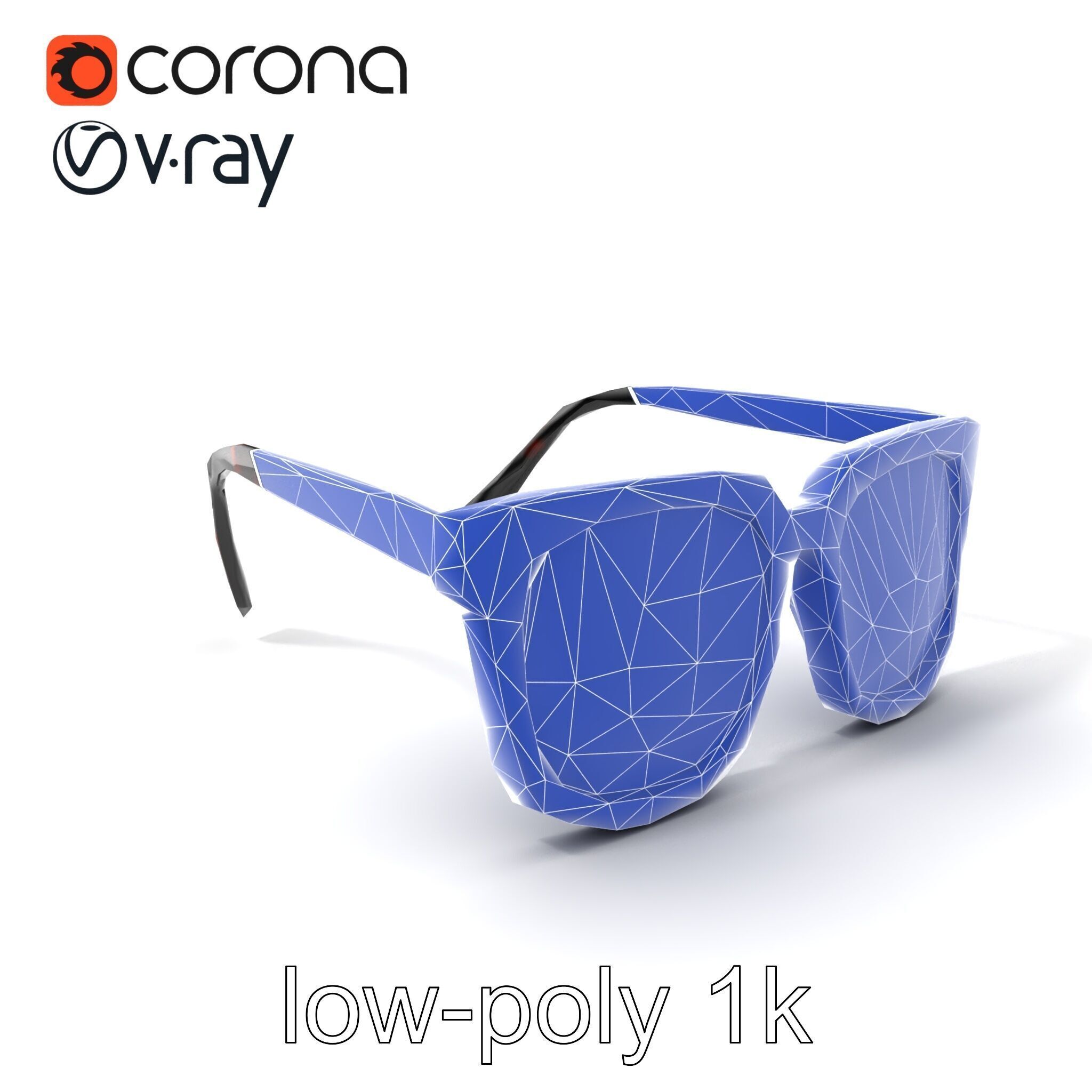 Vintage Square Tortoiseshell Sunglasses model pack Low-poly 3D model_7