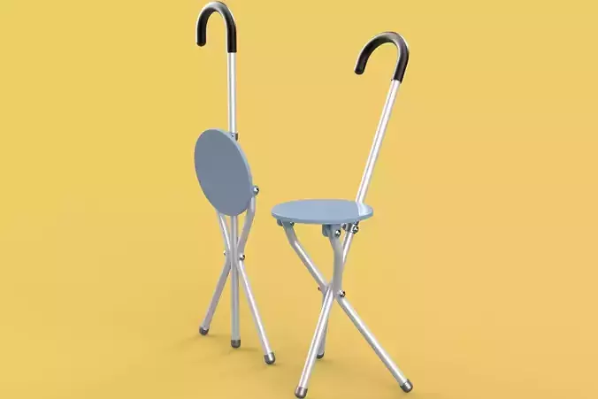 WALKING STICK CANE CHAIR SEAT STOOL POLE CRUTCH FOLDING PORTABLE