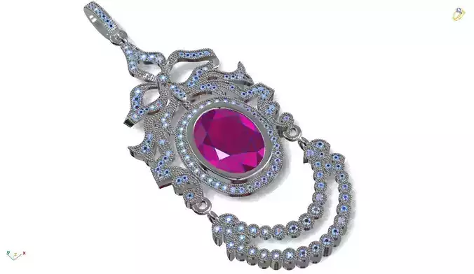 Single oval royal jewel pendant