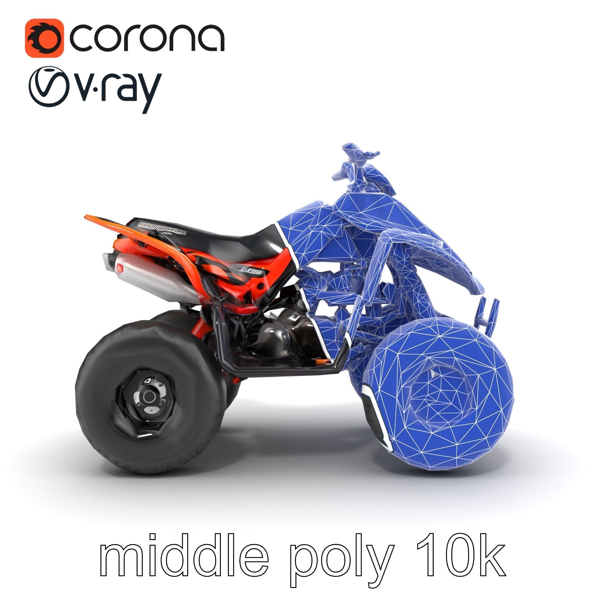 Orange Quad Bike Sporty Design model pack Low-poly 3D model_17