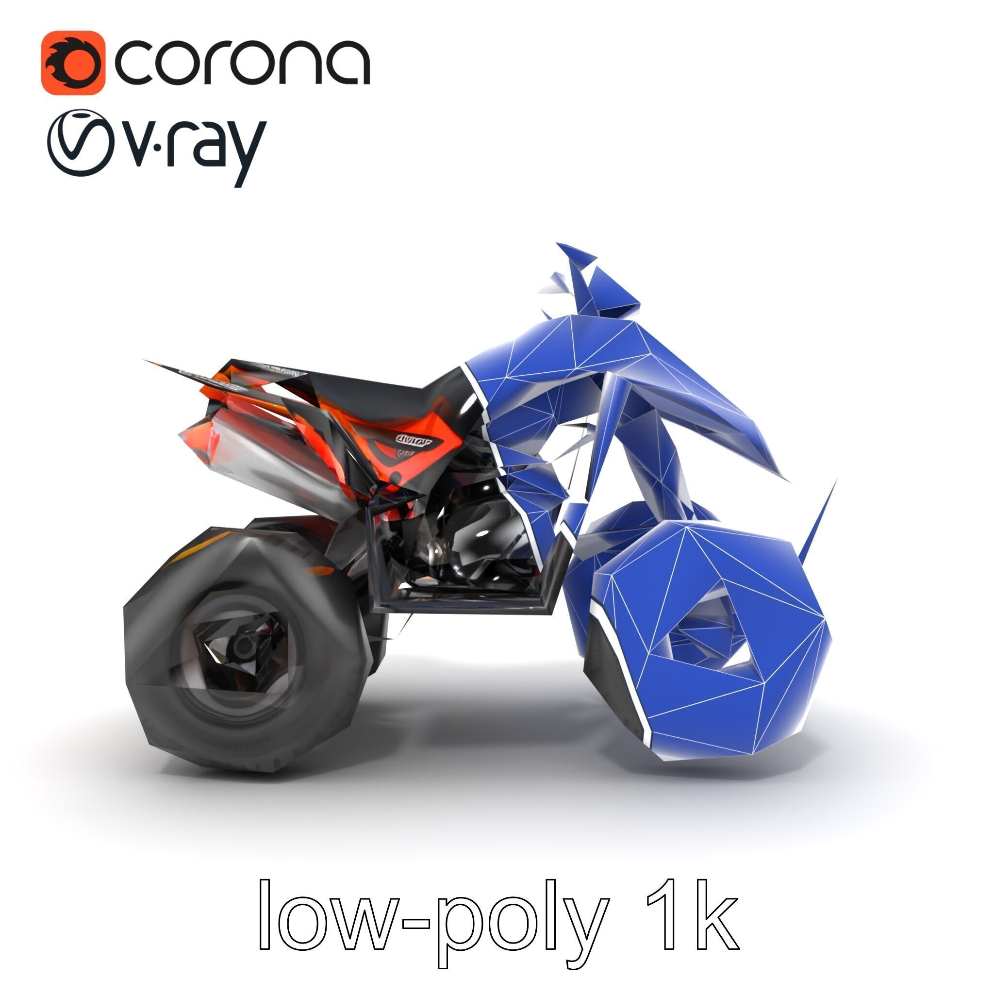 Orange Quad Bike Sporty Design model pack Low-poly 3D model_30