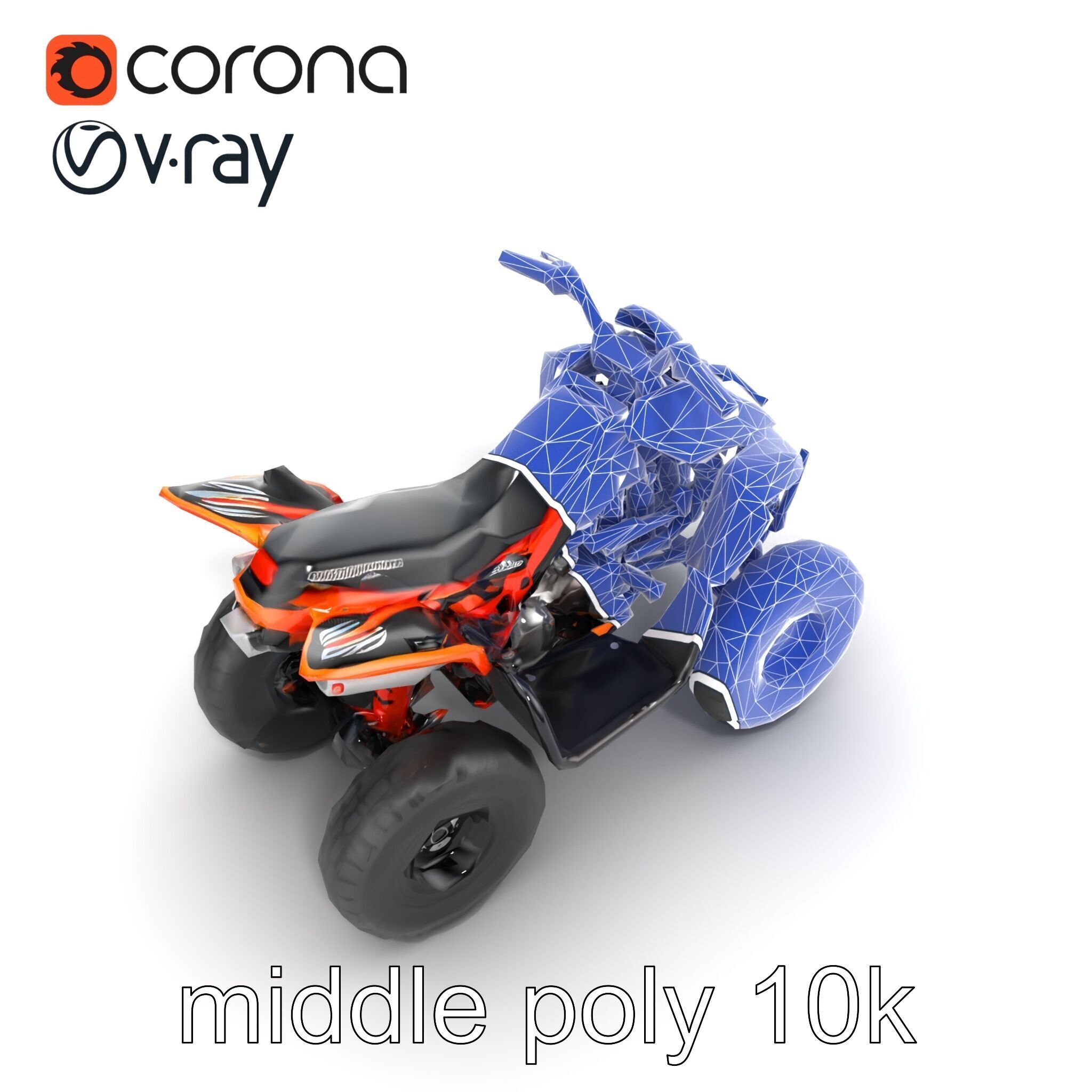 Orange Quad Bike Sporty Design model pack Low-poly 3D model_14