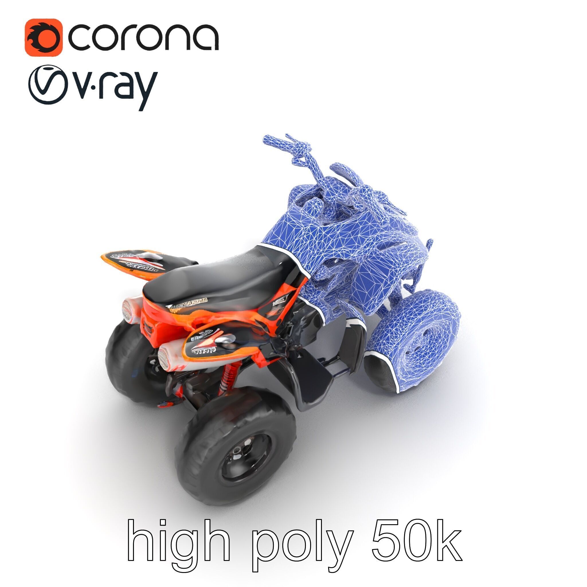 Orange Quad Bike Sporty Design model pack Low-poly 3D model_24