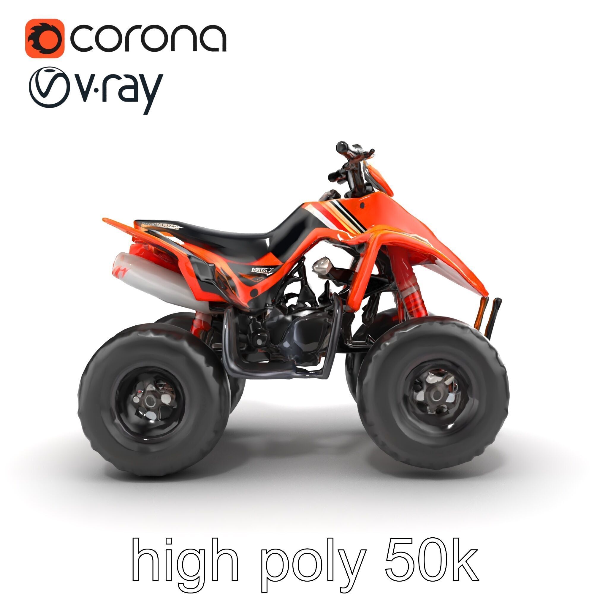 Orange Quad Bike Sporty Design model pack Low-poly 3D model_18