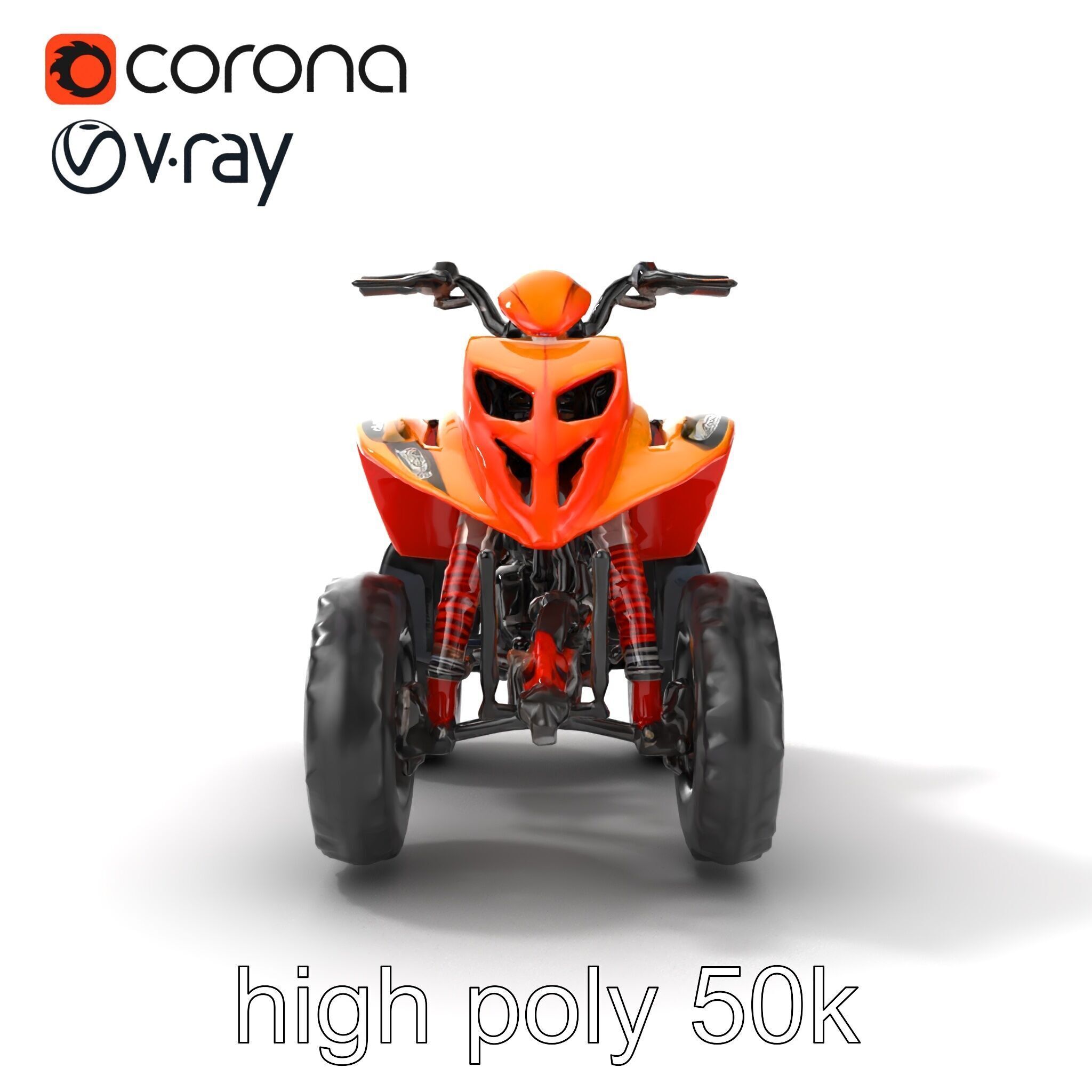 Orange Quad Bike Sporty Design model pack Low-poly 3D model_29