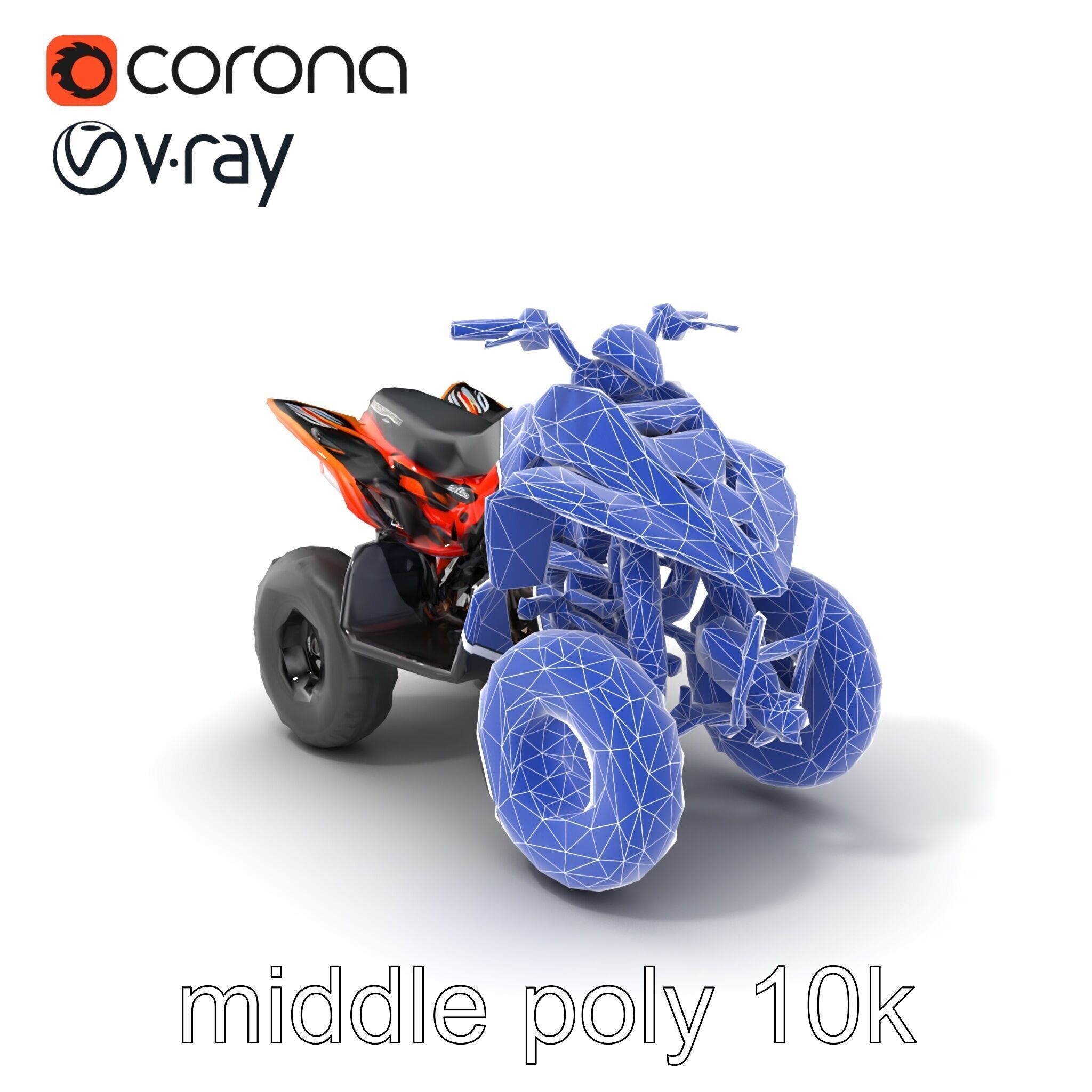 Orange Quad Bike Sporty Design model pack Low-poly 3D model_6