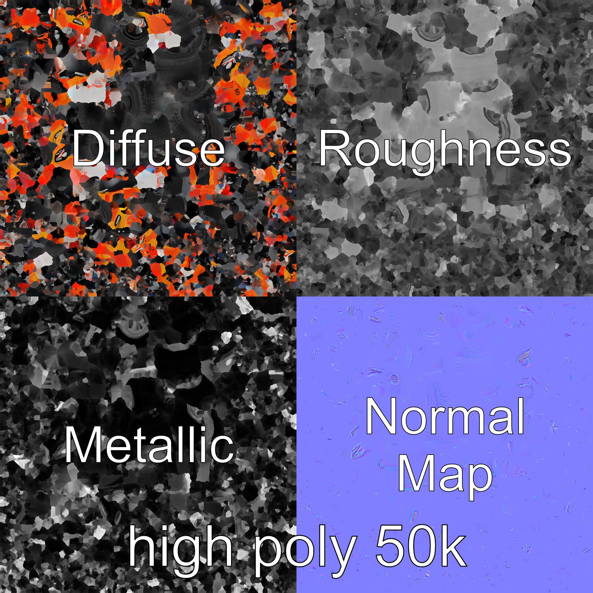 Orange Quad Bike Sporty Design model pack Low-poly 3D model_3