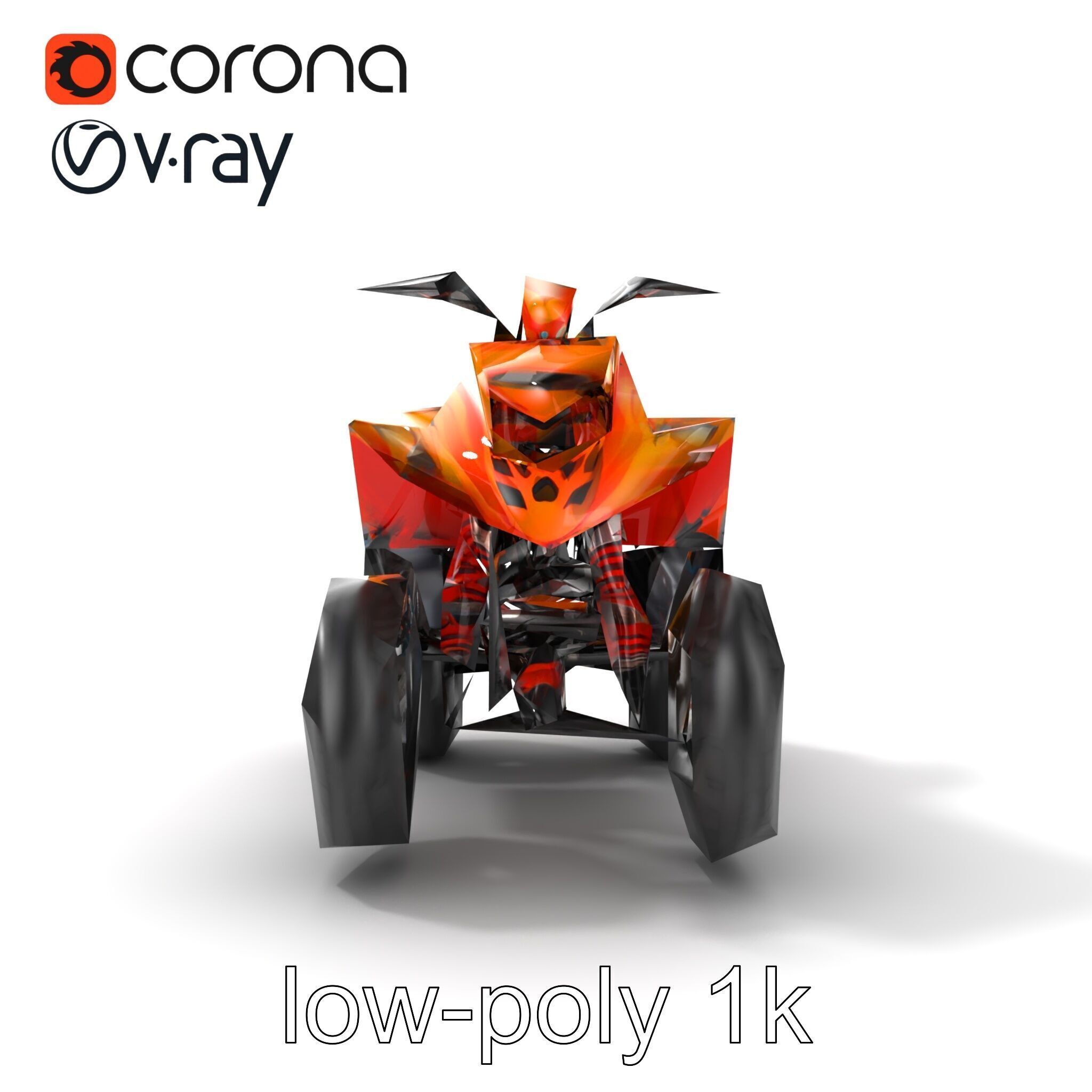 Orange Quad Bike Sporty Design model pack Low-poly 3D model_32