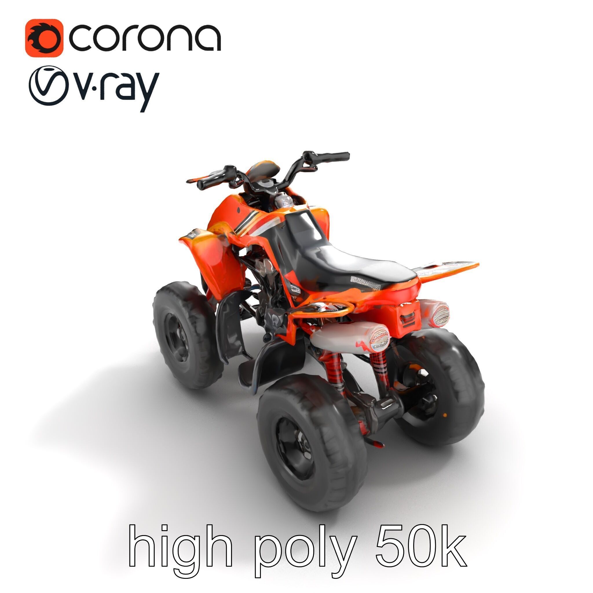 Orange Quad Bike Sporty Design model pack Low-poly 3D model_12