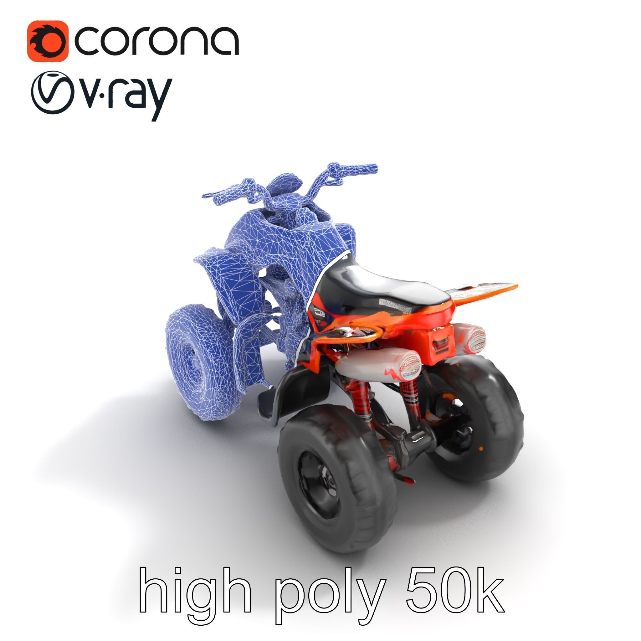 Orange Quad Bike Sporty Design model pack Low-poly 3D model_20
