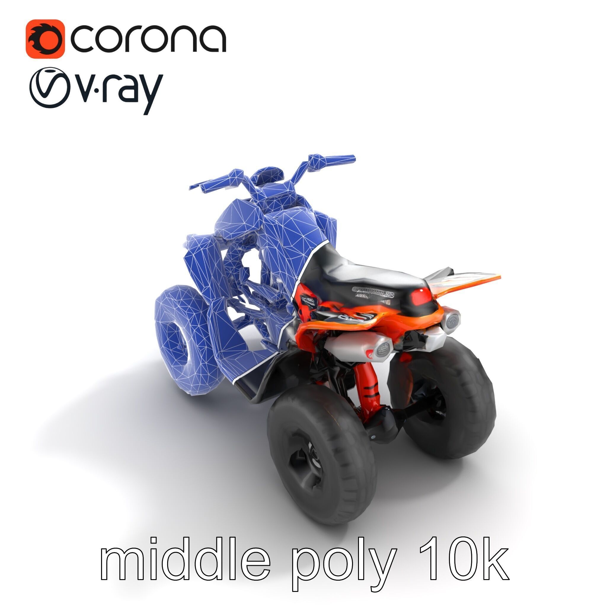 Orange Quad Bike Sporty Design model pack Low-poly 3D model_28