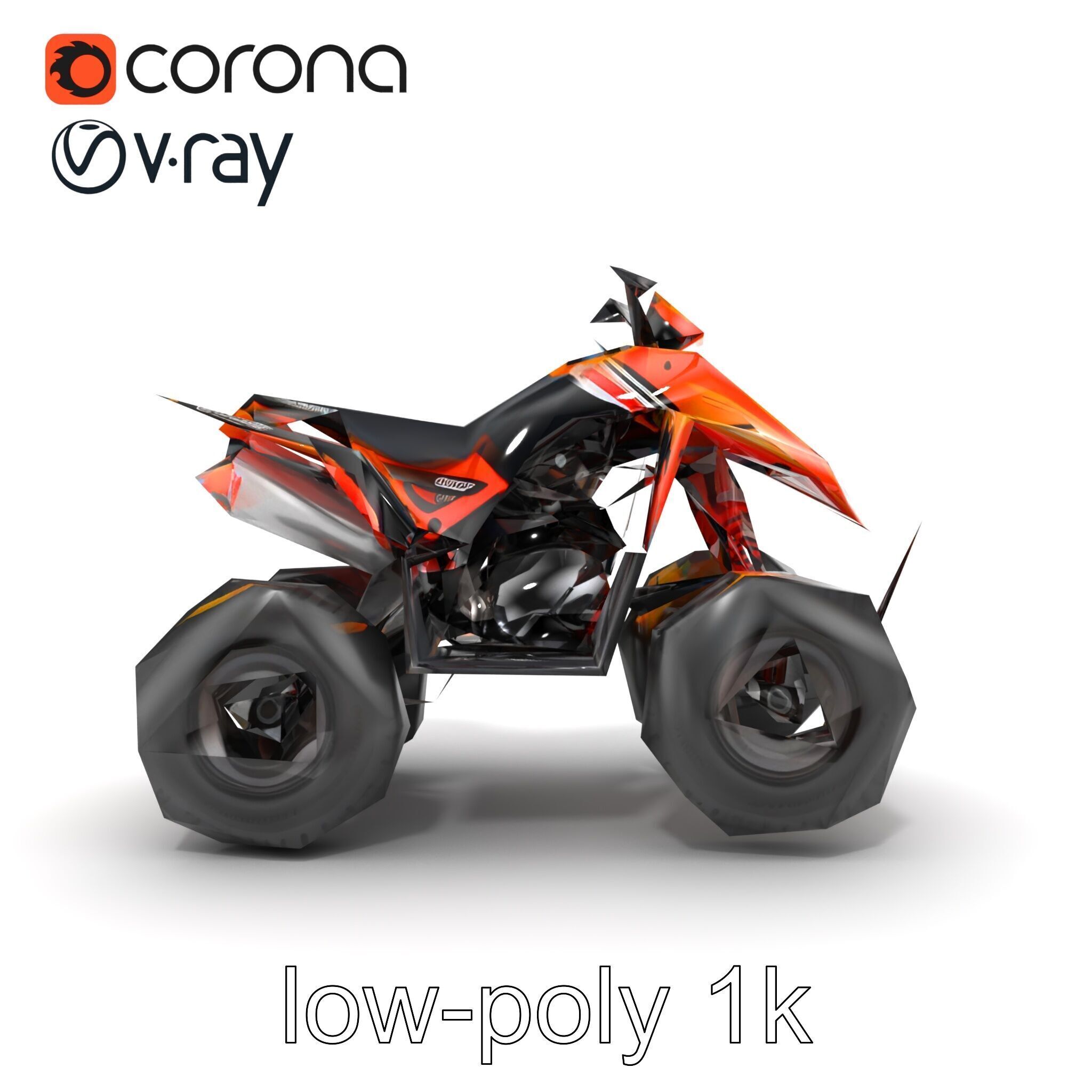 Orange Quad Bike Sporty Design model pack Low-poly 3D model_21