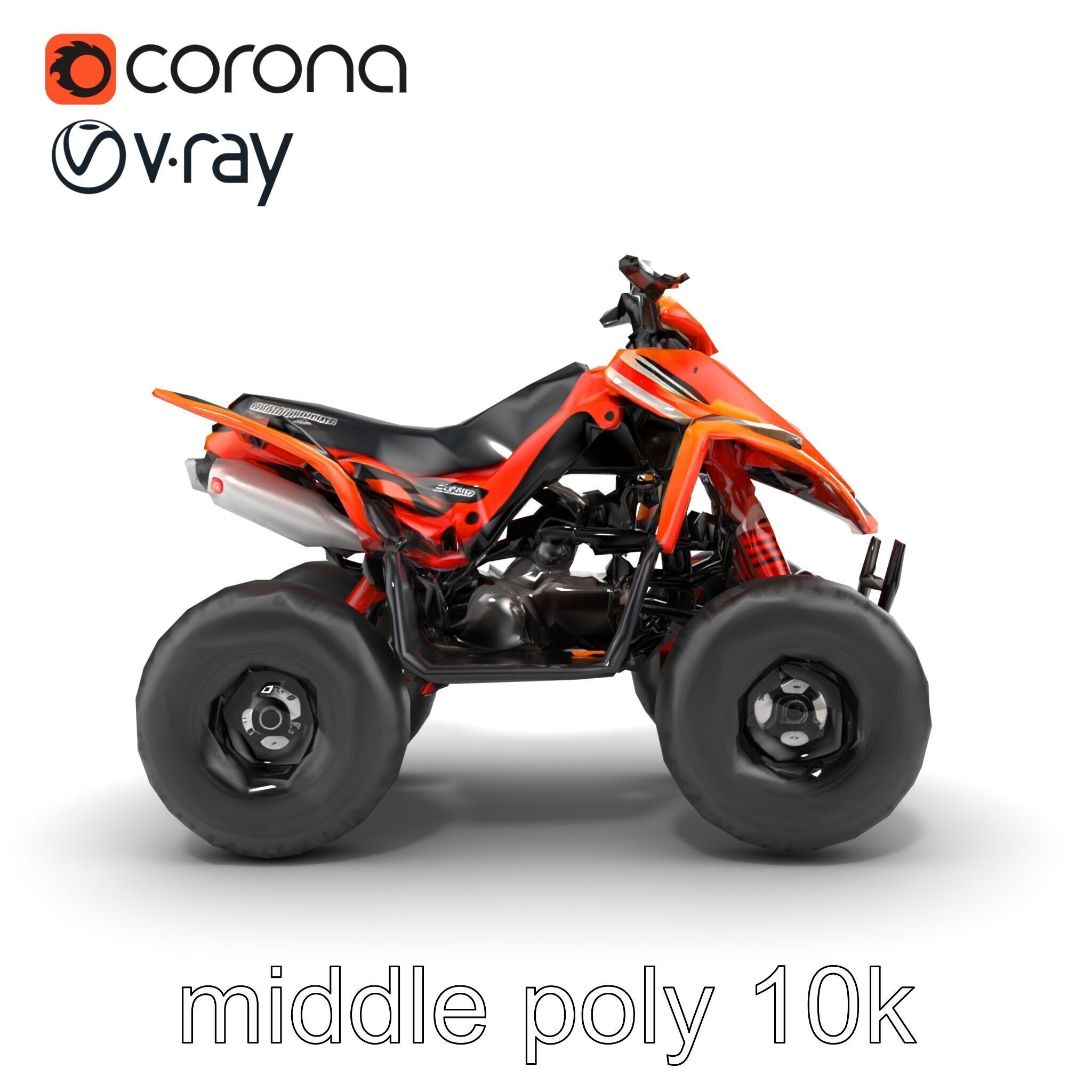 Orange Quad Bike Sporty Design model pack Low-poly 3D model_13