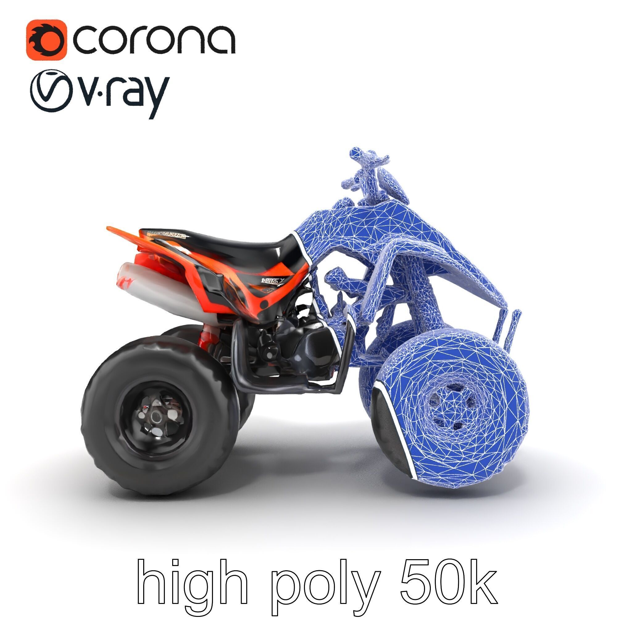 Orange Quad Bike Sporty Design model pack Low-poly 3D model_23