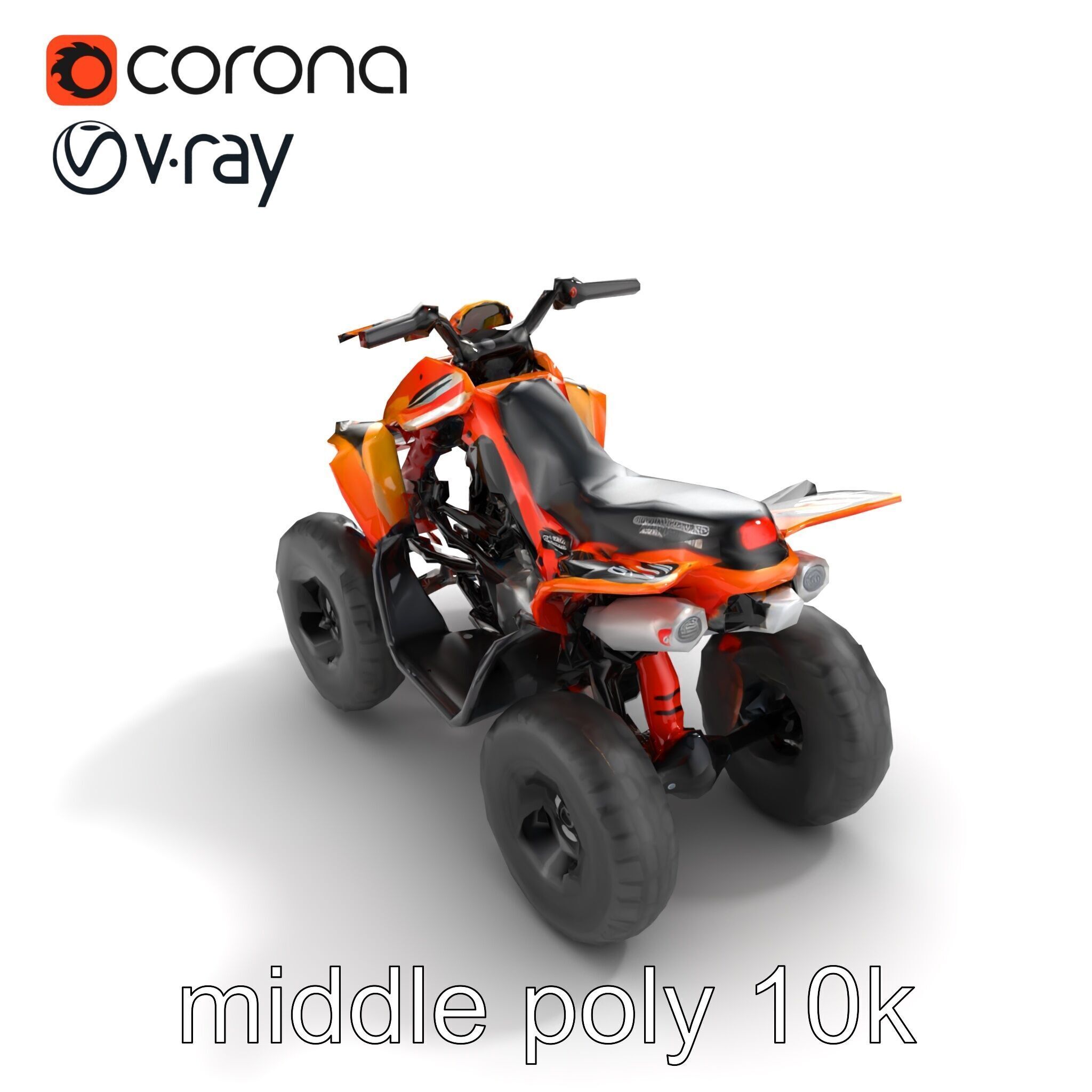 Orange Quad Bike Sporty Design model pack Low-poly 3D model_8